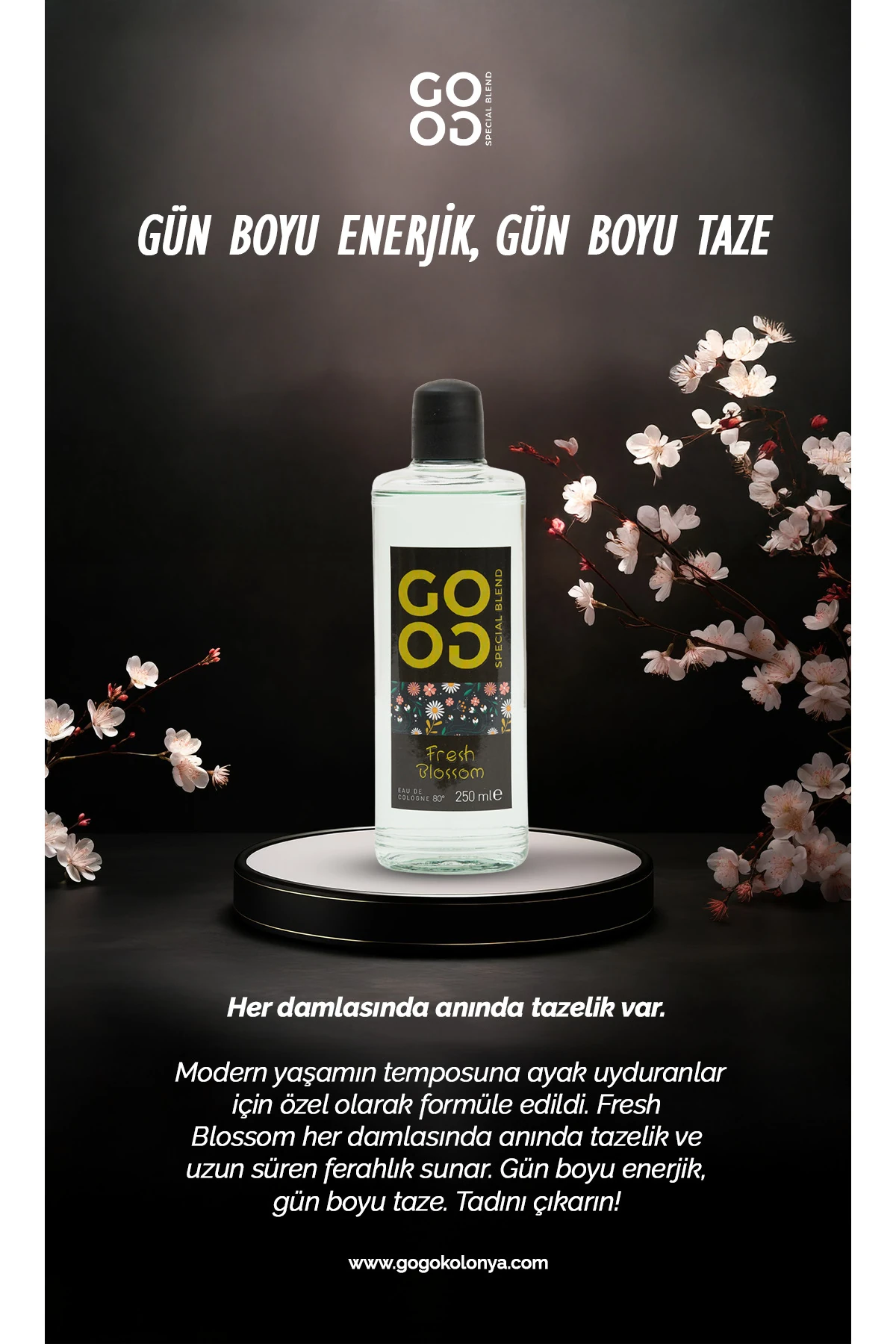 Gogo Fresh Blossom Kolonya 250ml Cam Şişe