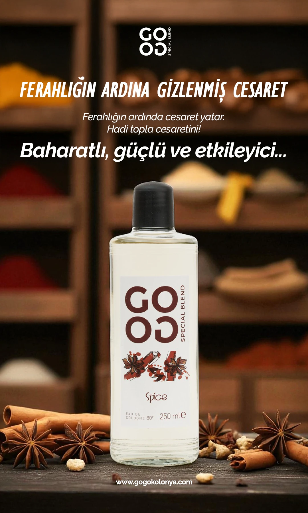 Gogo Spice Kolonya 250ml Cam Şişe - 15 Adet