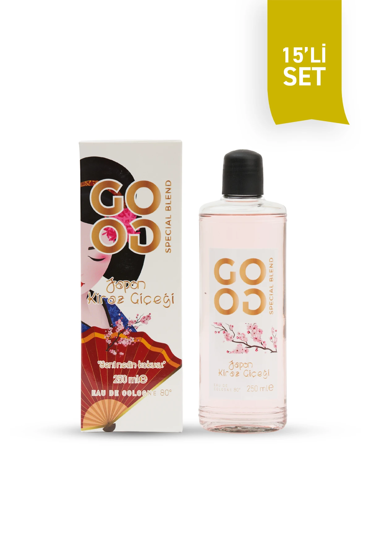 Gogo Japon Kiraz Çiçeği Kolonya 250ml Cam Şişe - 15 Adet