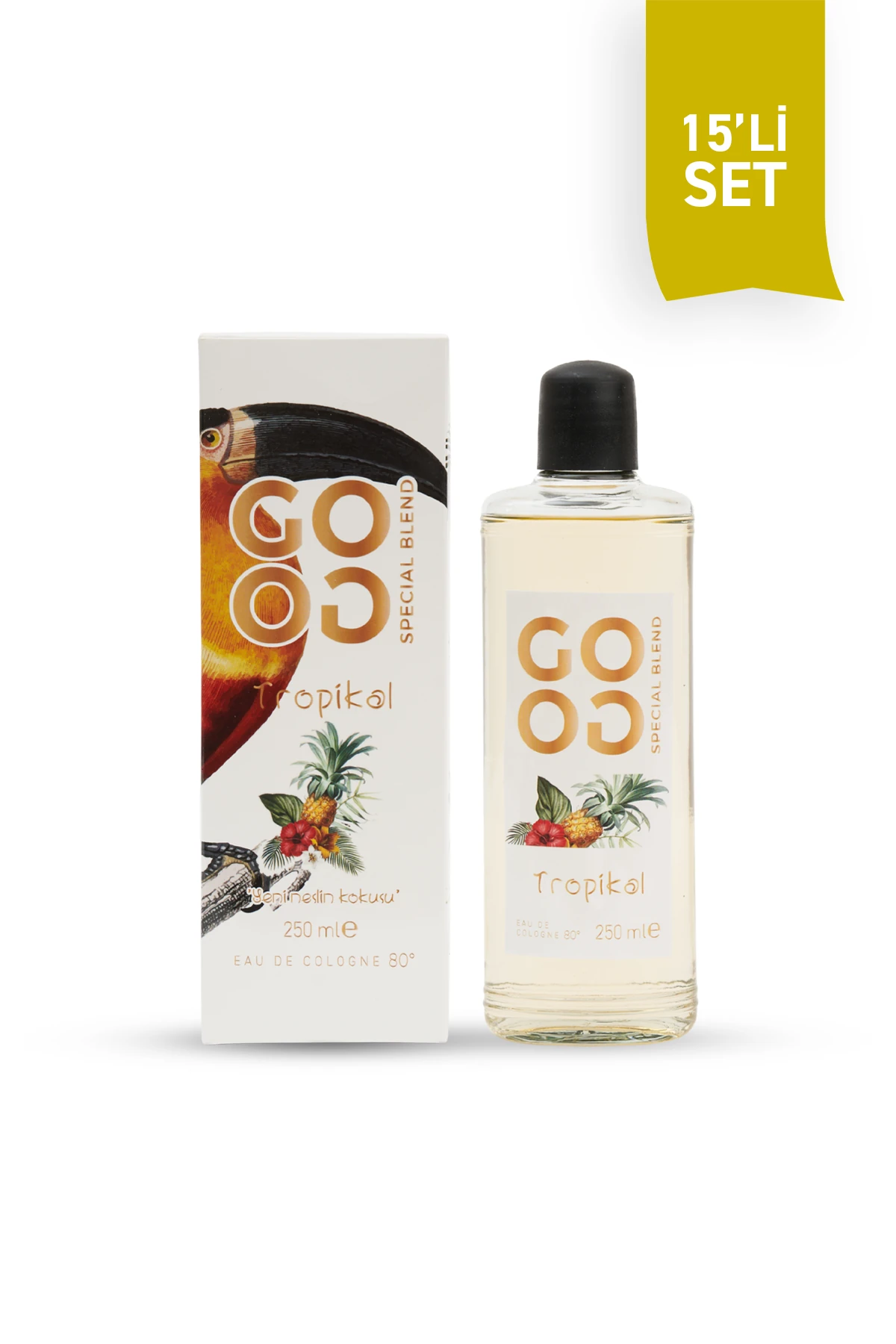 Gogo Tropikal Kolonya 250ml Cam Şişe - 15 Adet