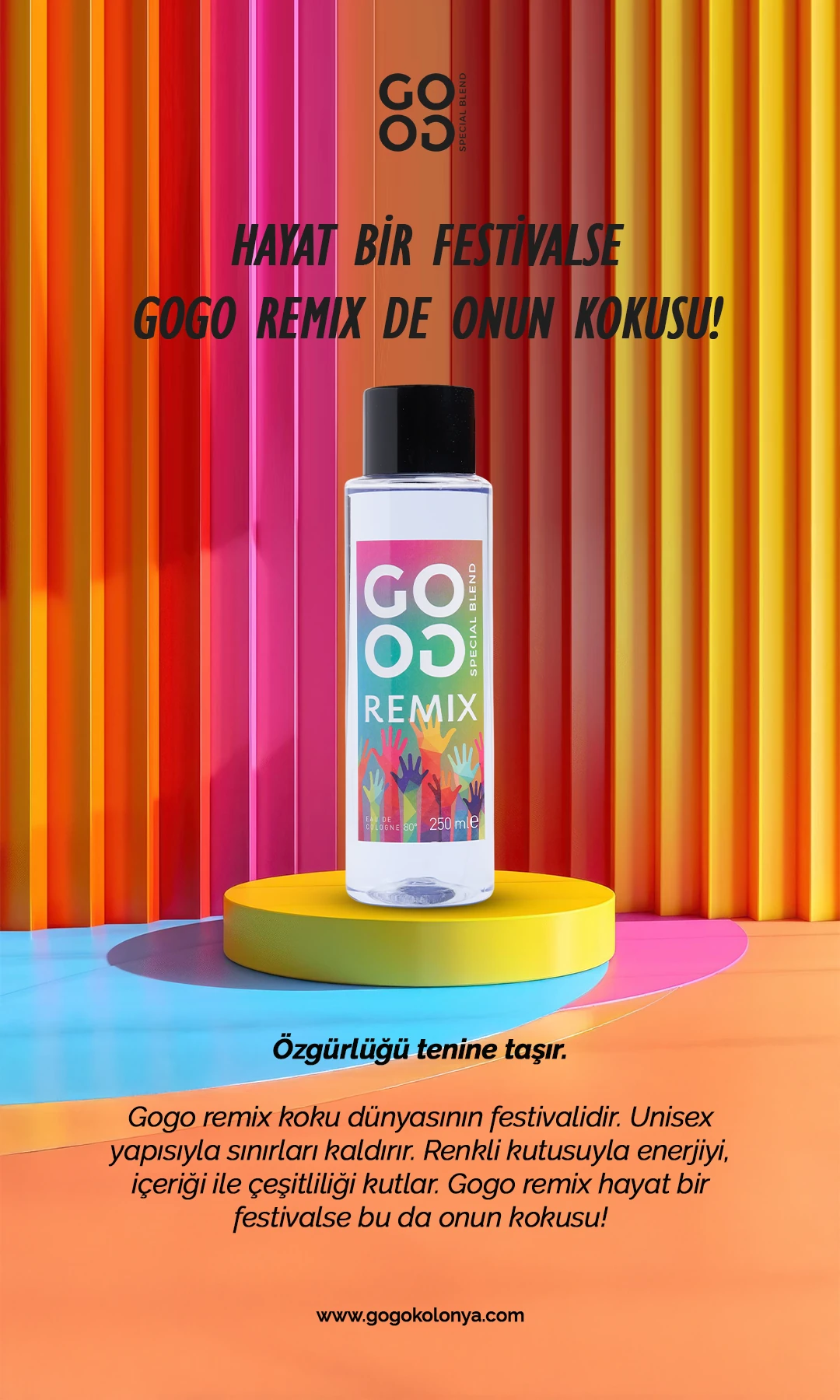 Gogo Remix Kolonya 250ml Pet Şişe