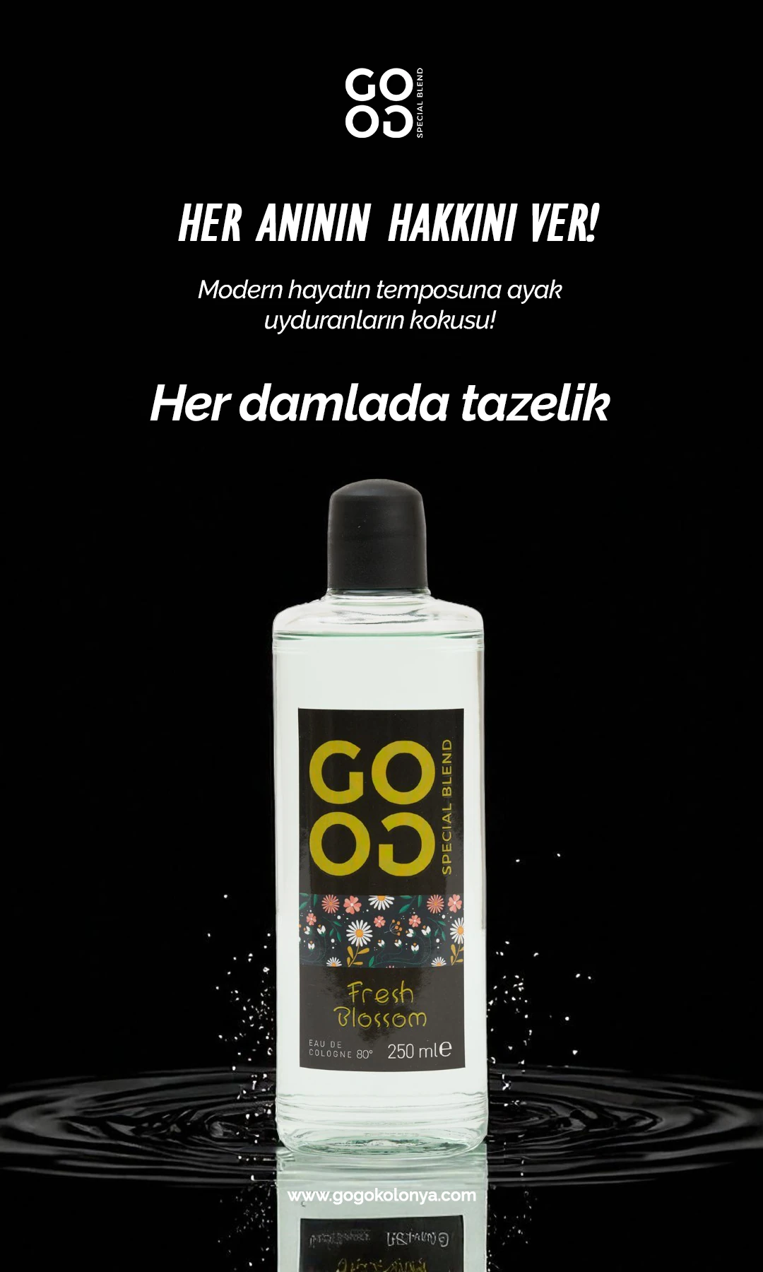 Gogo Fresh Blossom Kolonya 250ml Cam Şişe - 15 Adet