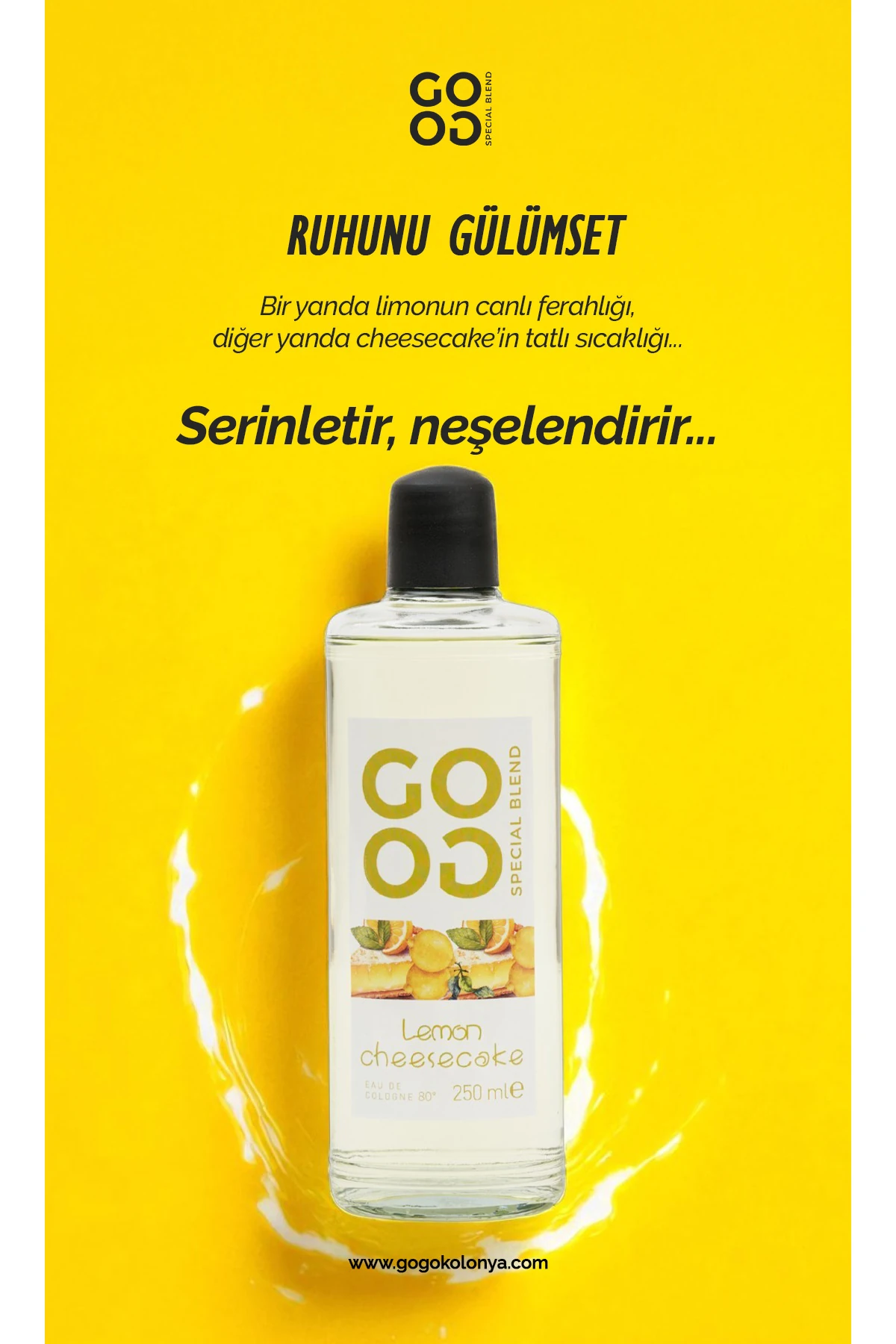 Gogo Lemon Cheesecake Kolonya 250ml Cam Şişe