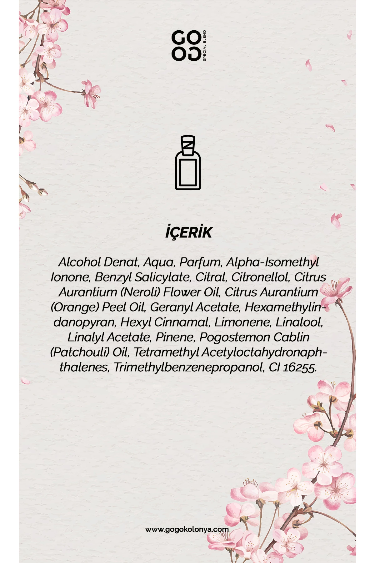 Gogo Japon Kiraz Çiçeği Kolonya 250ml Cam Şişe