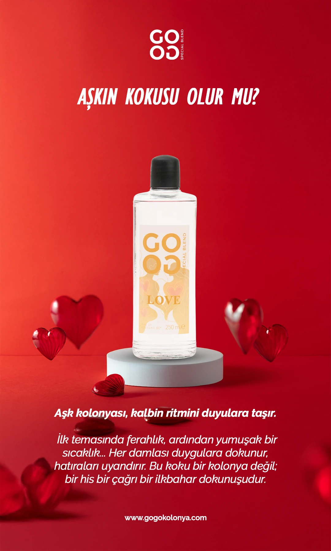 Gogo Love Kolonya 250ml Cam Şişe - 15 Adet