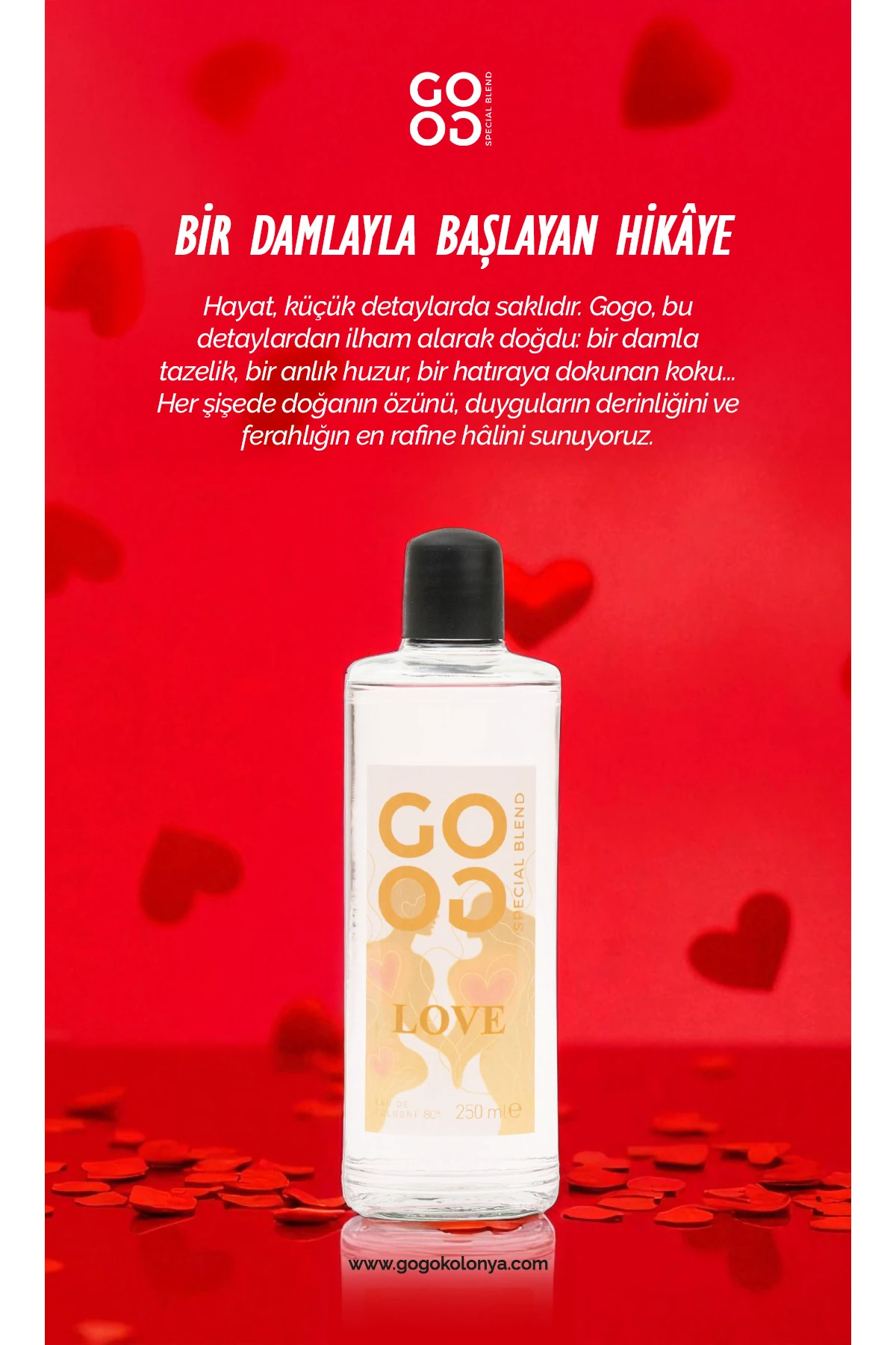 Gogo Love Kolonya 250ml Cam Şişe