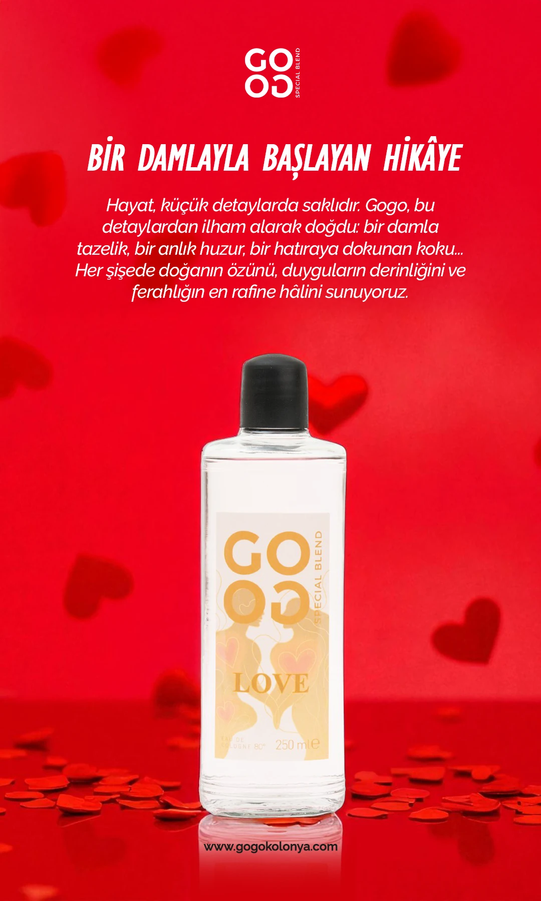 Gogo Love Kolonya 250ml Cam Şişe - 15 Adet