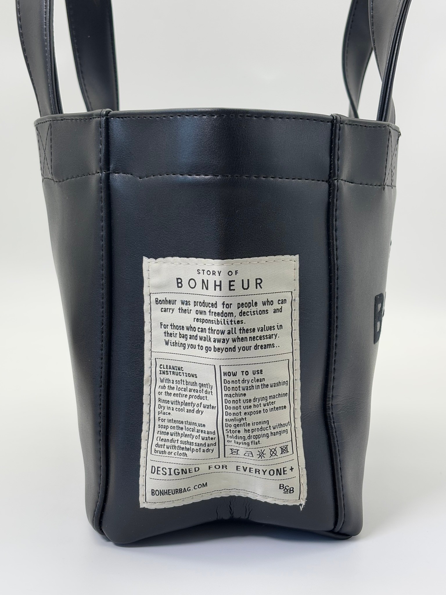 THE B+BAG SİYAH DERİ KANVAS ÇANTA