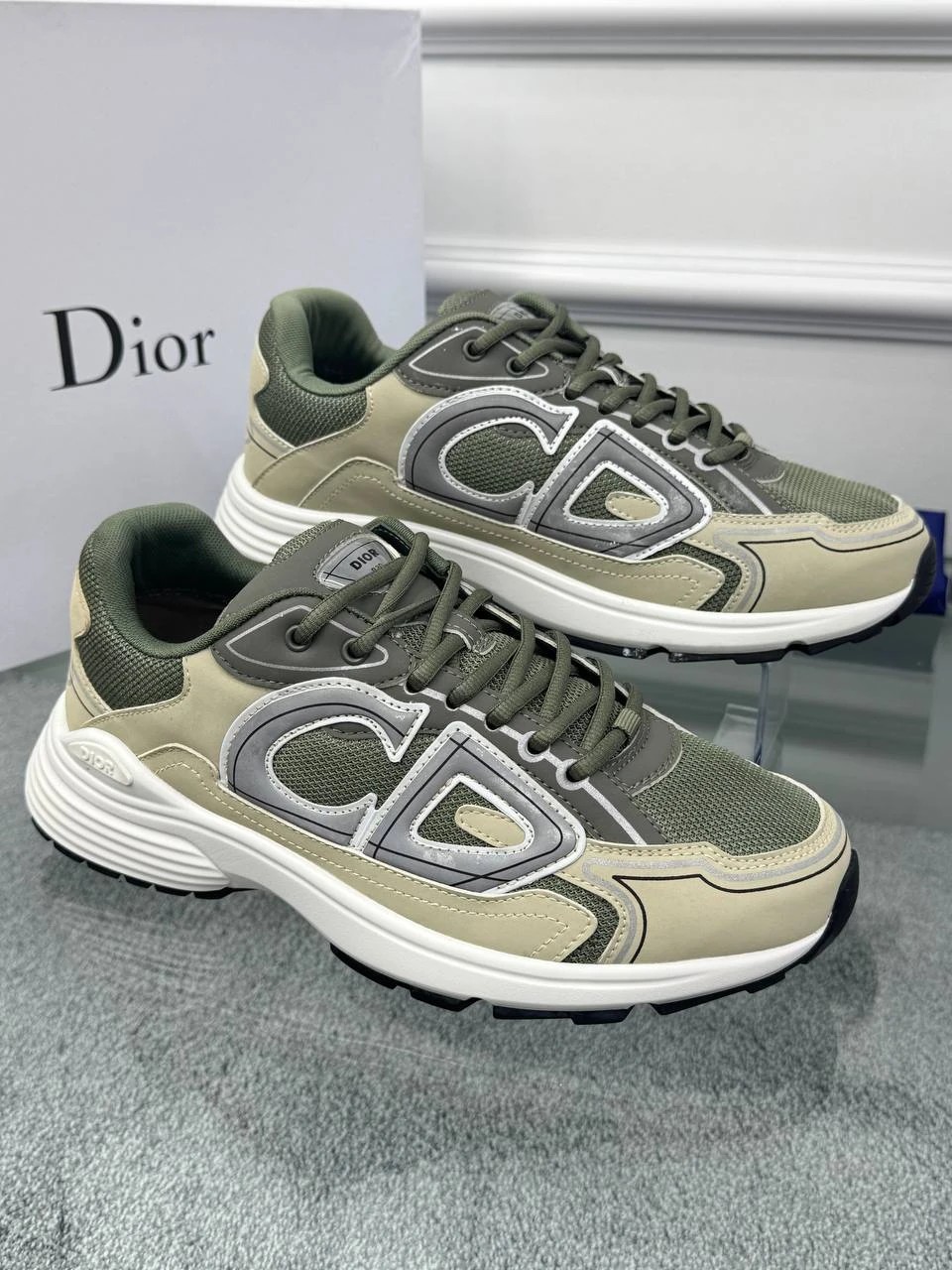 Logo Detaylı Yeşil Bej Erkek Sneaker