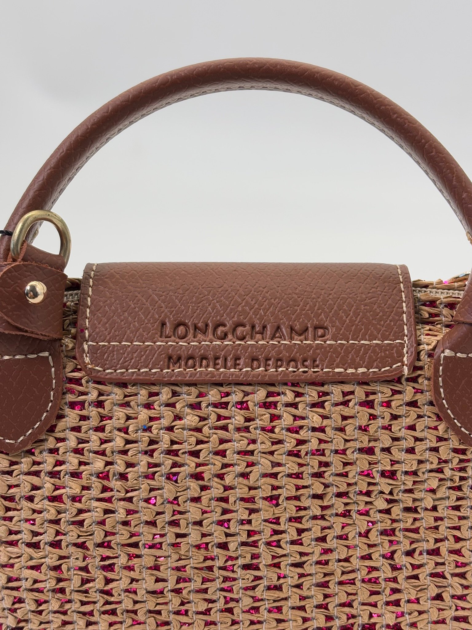 LONGCHAMP LE PLİAGE MOR HASIRLI XS EL ÇANTASI 