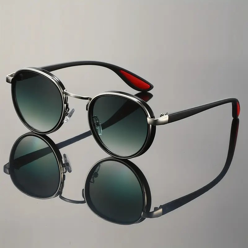 Şık Unisex Metal Güneş Gözlüğü Yeşil Cam