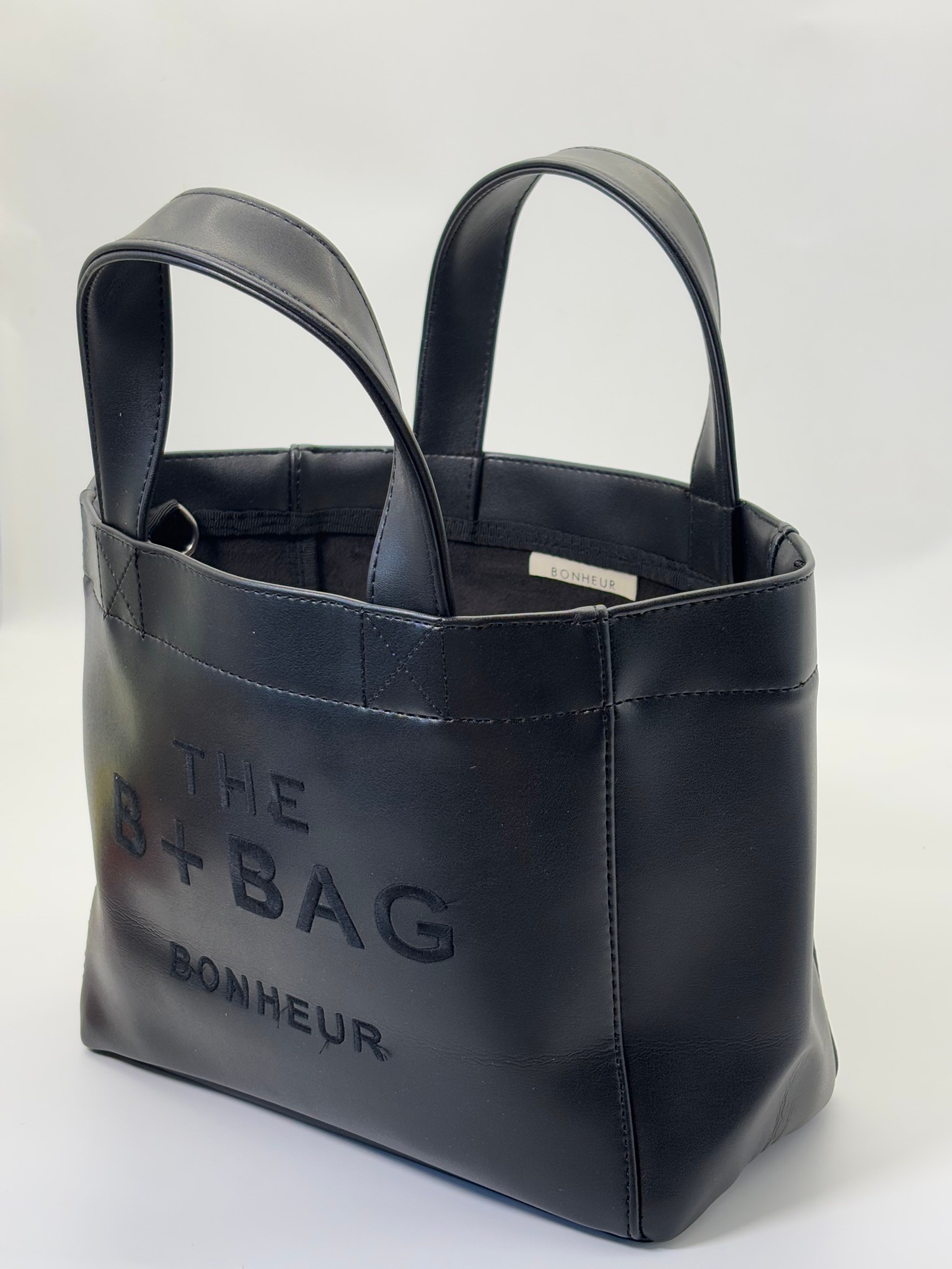 THE B+BAG SİYAH DERİ KANVAS ÇANTA