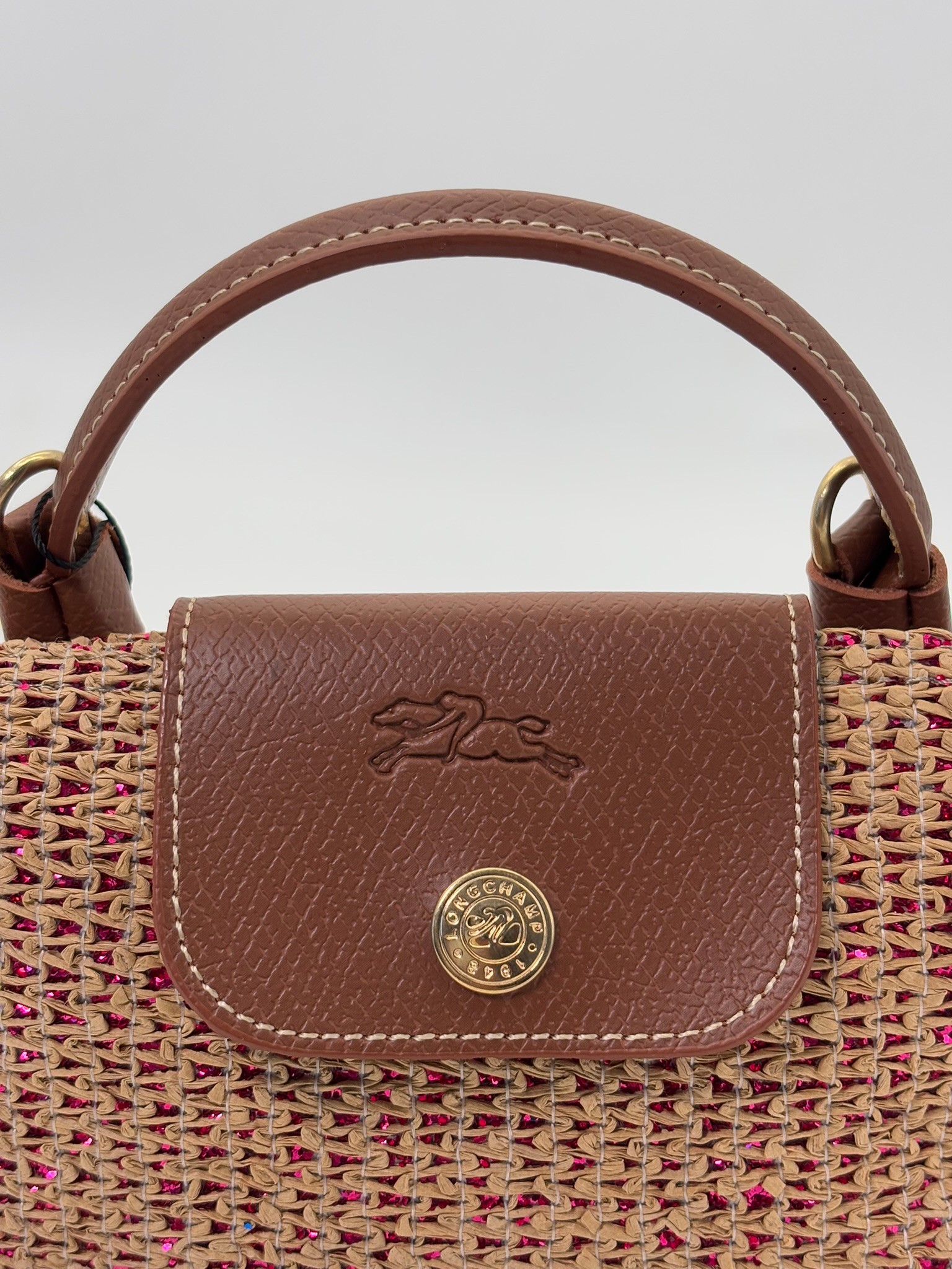LONGCHAMP LE PLİAGE MOR HASIRLI XS EL ÇANTASI 