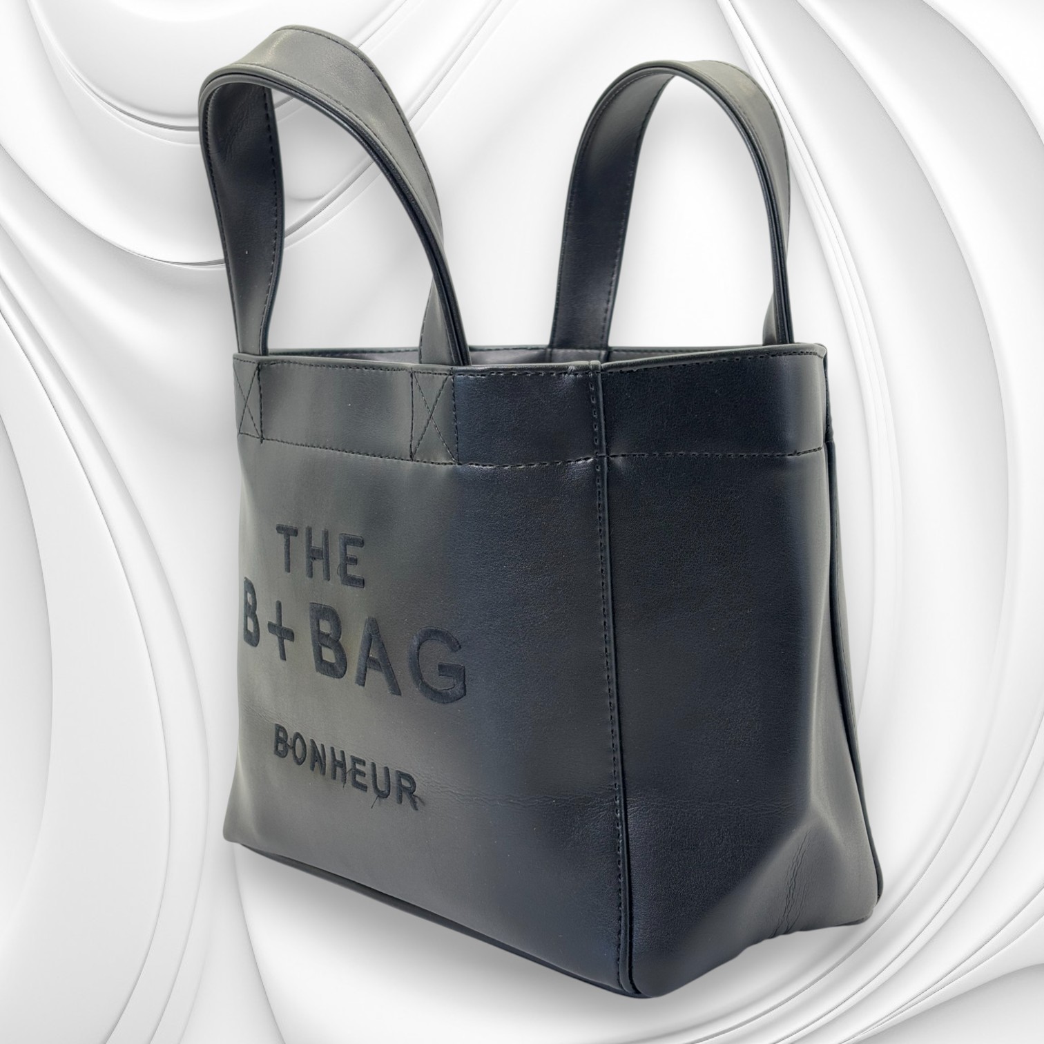 THE B+BAG SİYAH DERİ KANVAS ÇANTA
