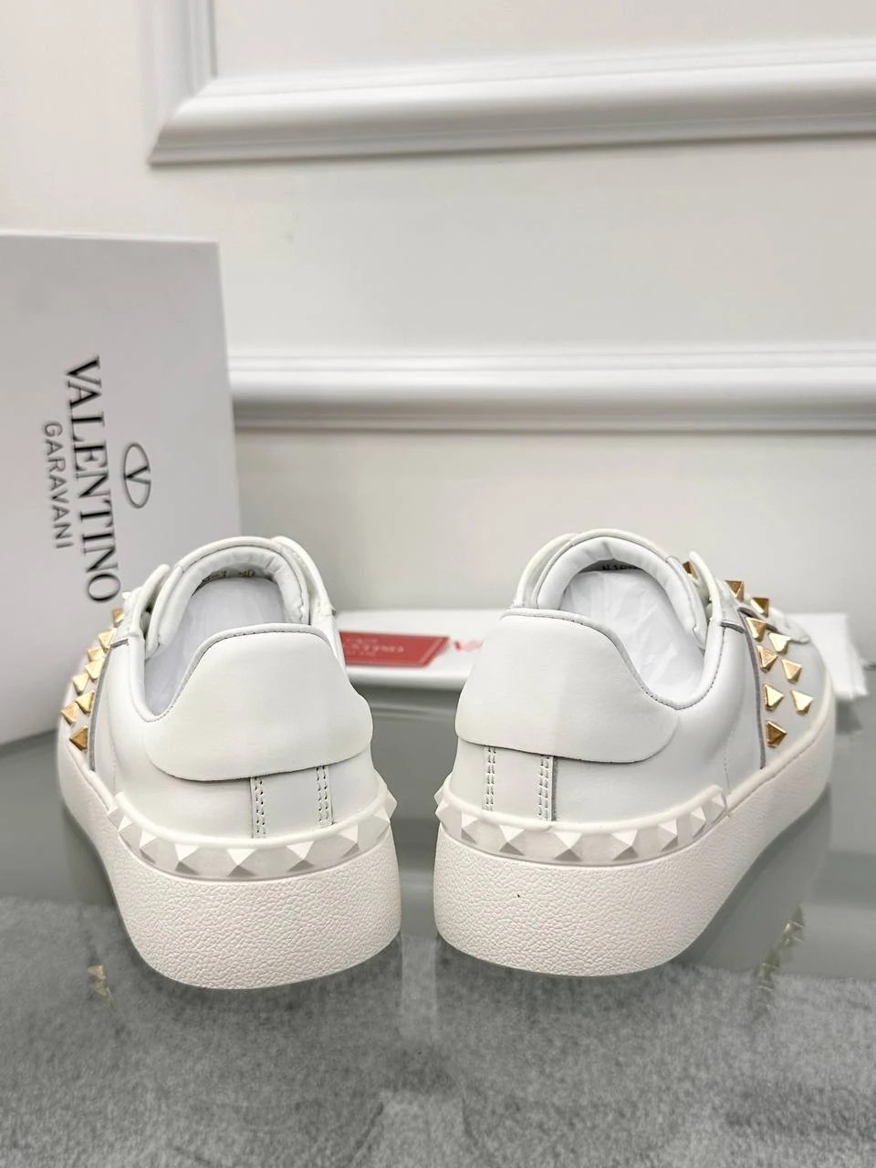 Gold Taş Detaylı Beyaz Erkek Deri Sneaker