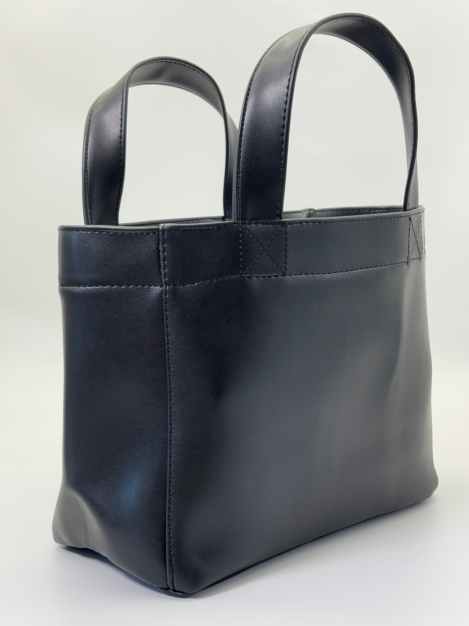 THE B+BAG SİYAH DERİ KANVAS ÇANTA