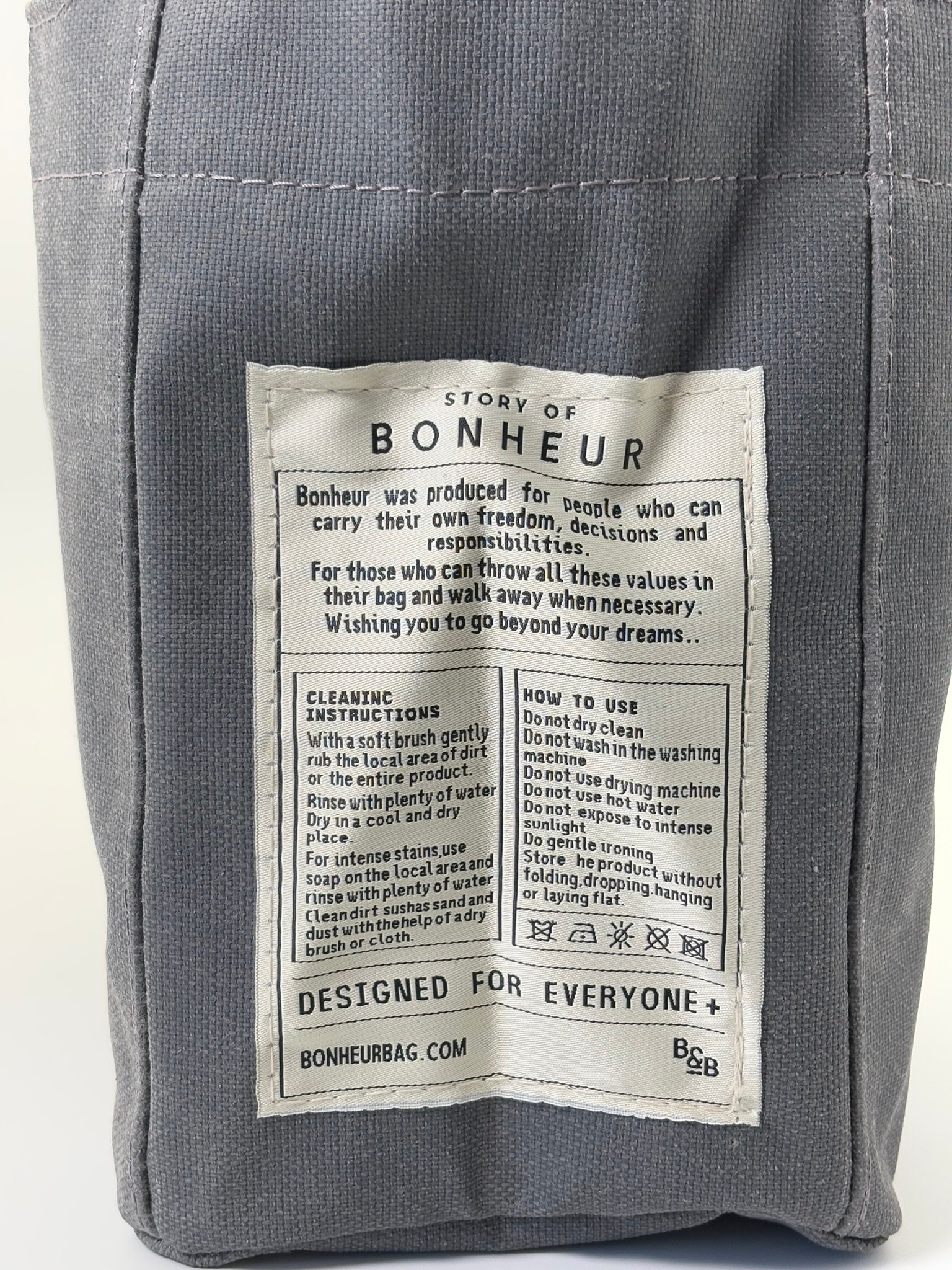 THE B+BAG GHOST GREY KANVAS ÇANTA