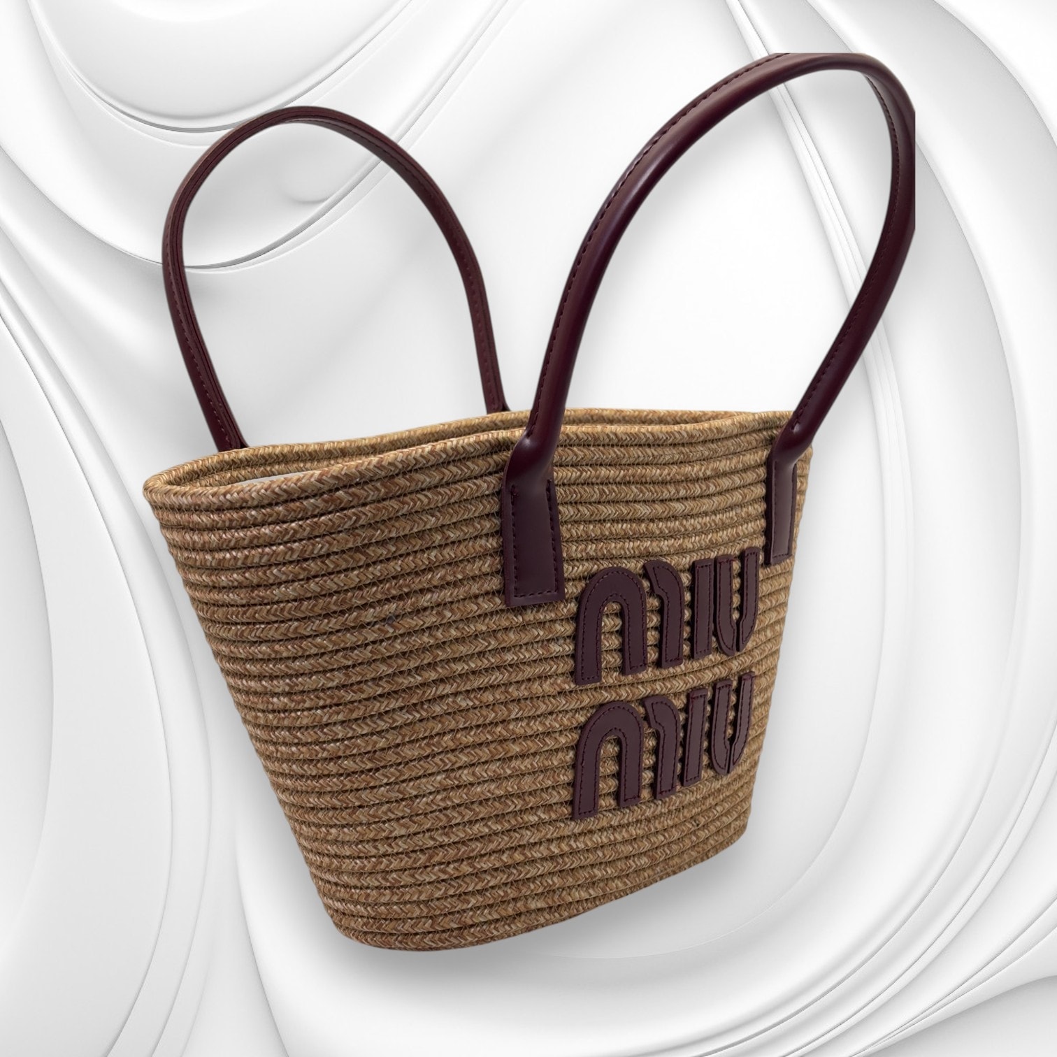 BORDO DETAYLI HASIR ÇANTA