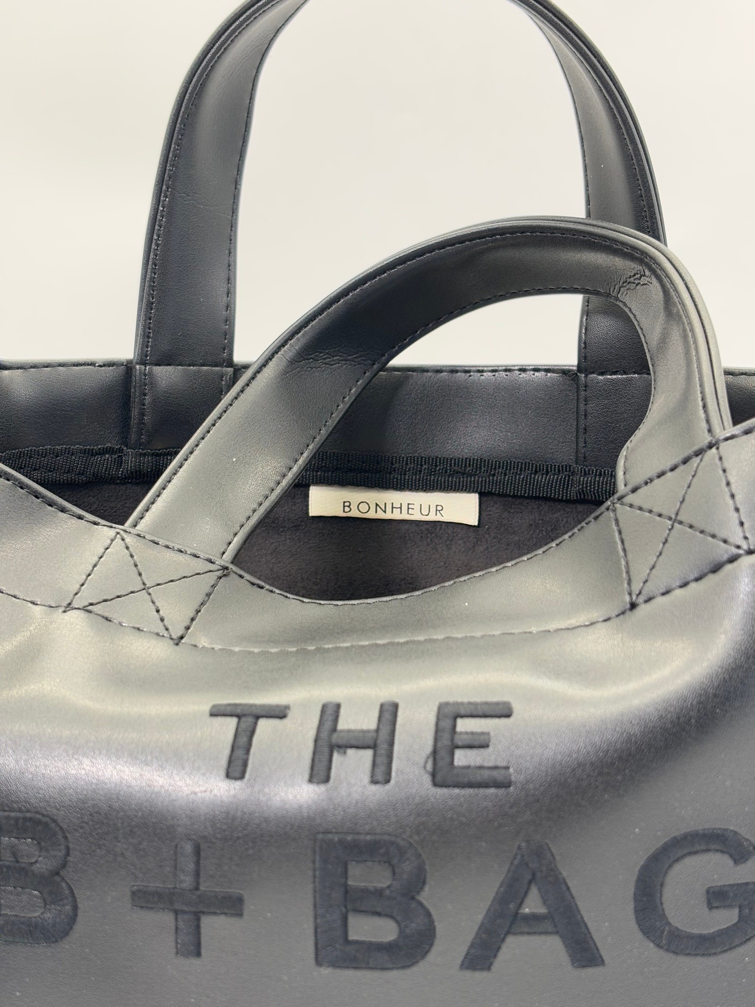 THE B+BAG SİYAH DERİ KANVAS ÇANTA