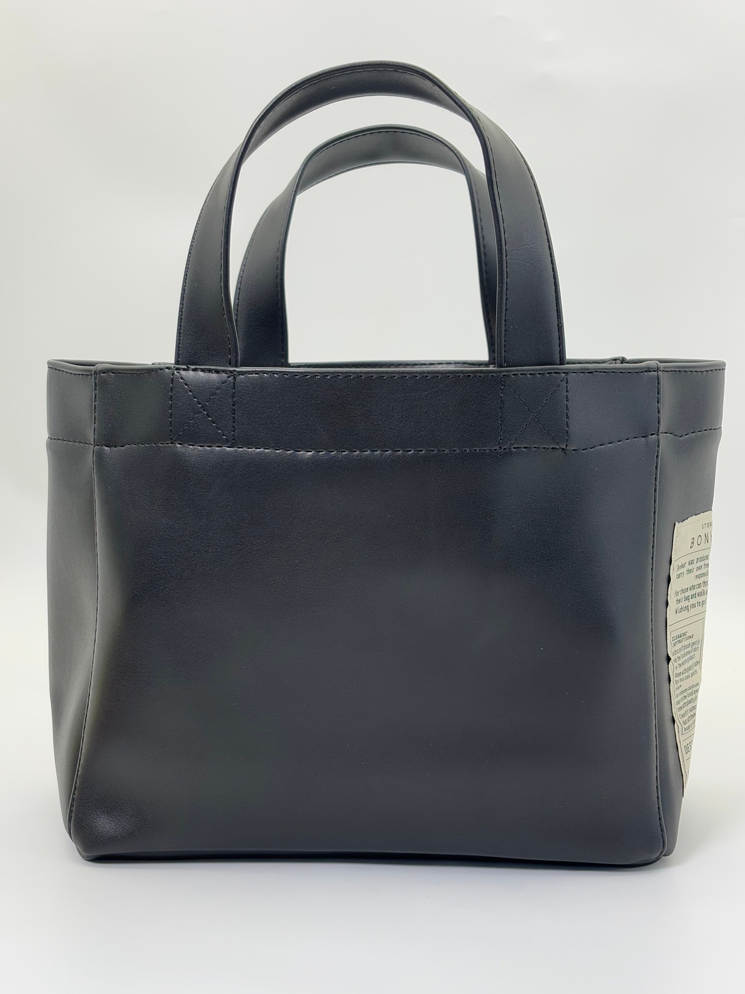 THE B+BAG SİYAH DERİ KANVAS ÇANTA