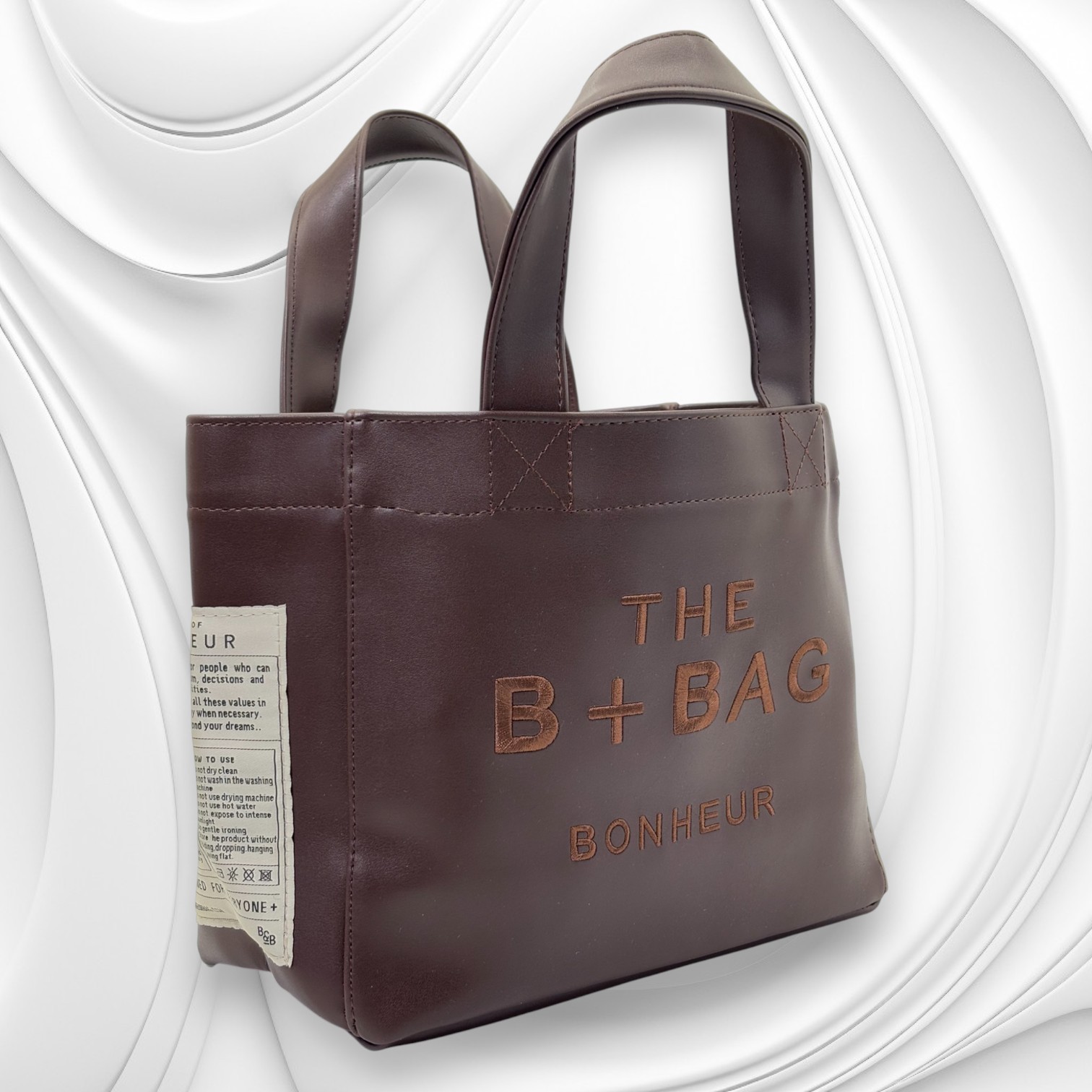 THE B+BAG KAHVERENGİ DERİ KANVAS ÇANTA