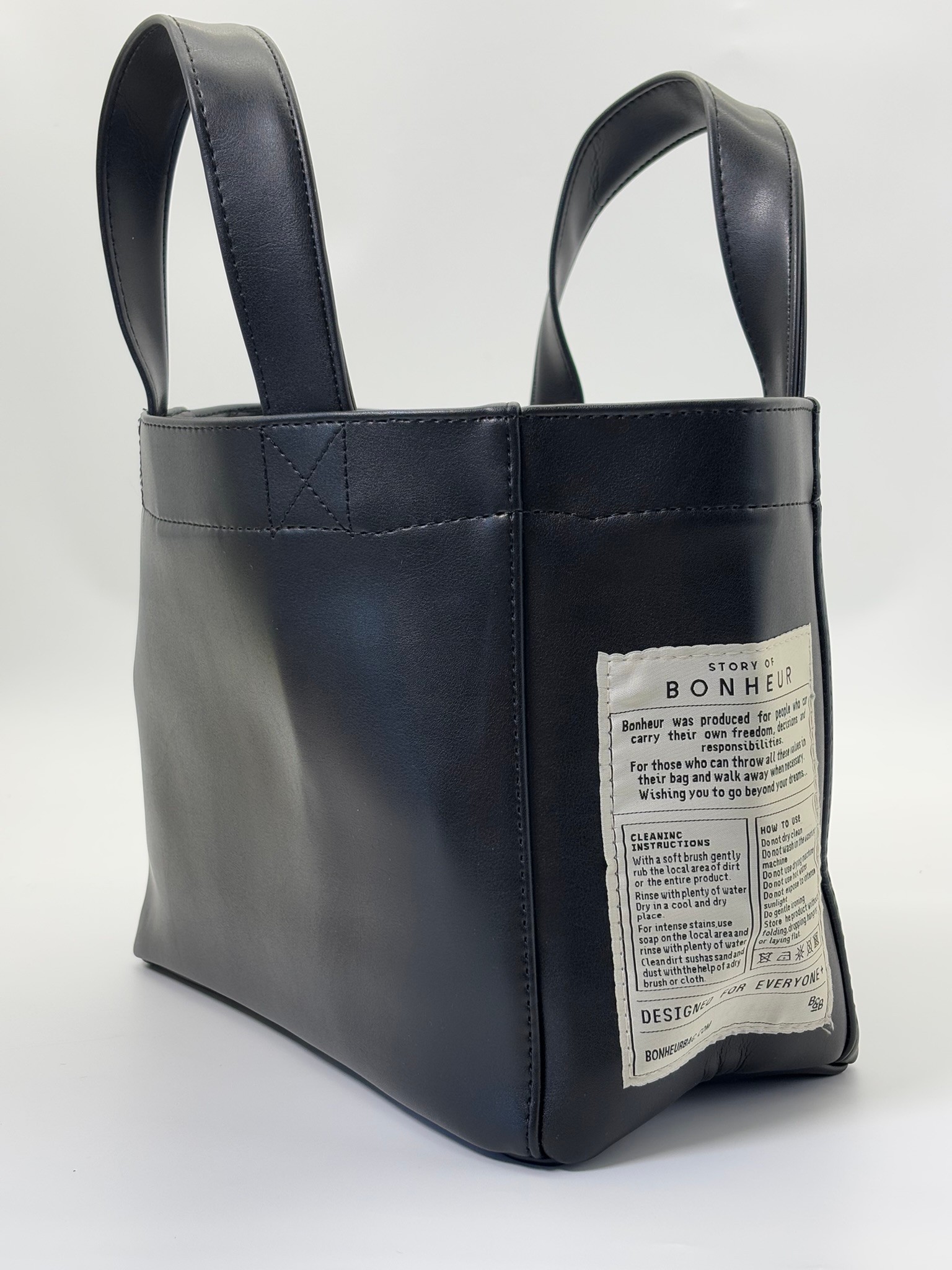 THE B+BAG SİYAH DERİ KANVAS ÇANTA