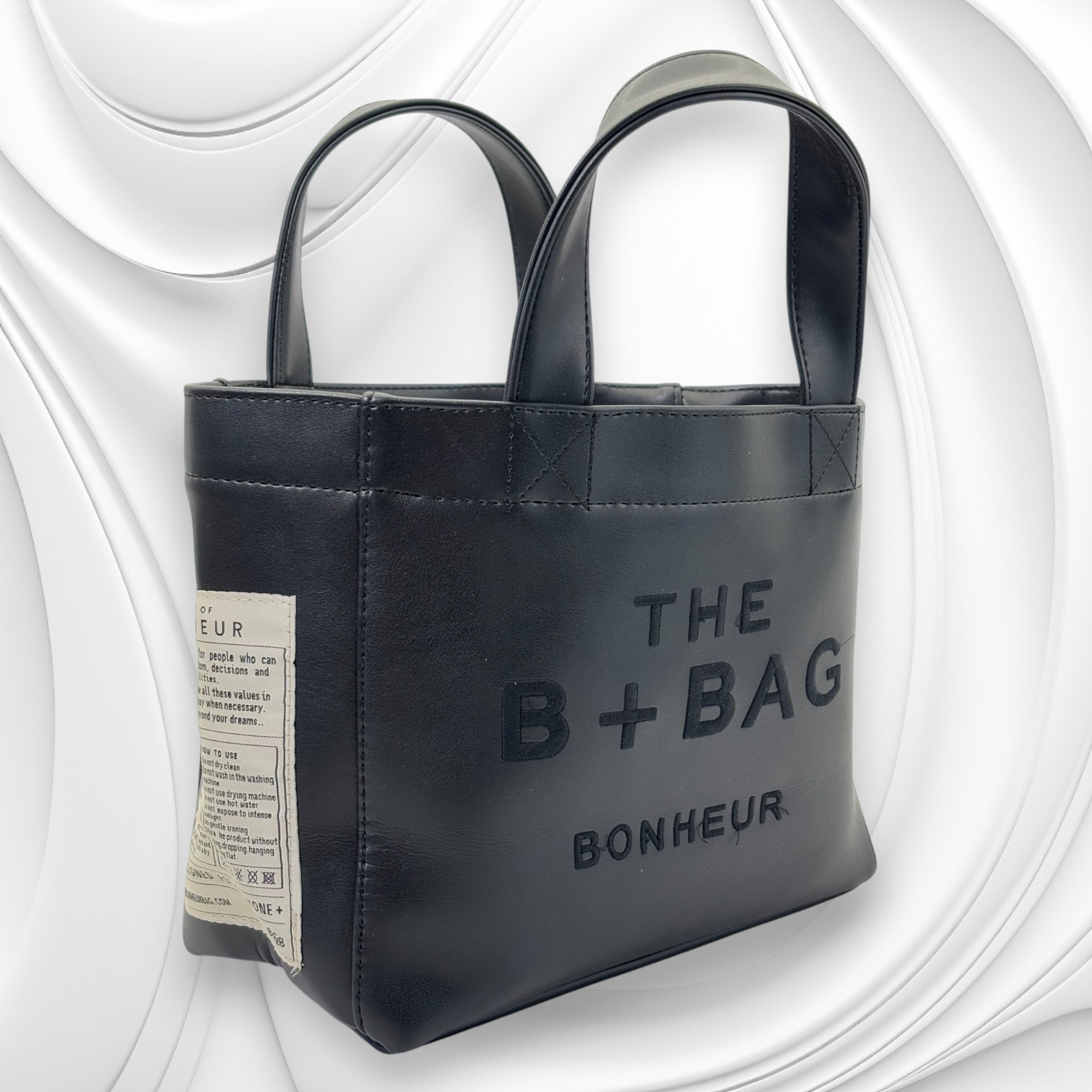 THE B+BAG SİYAH DERİ KANVAS ÇANTA