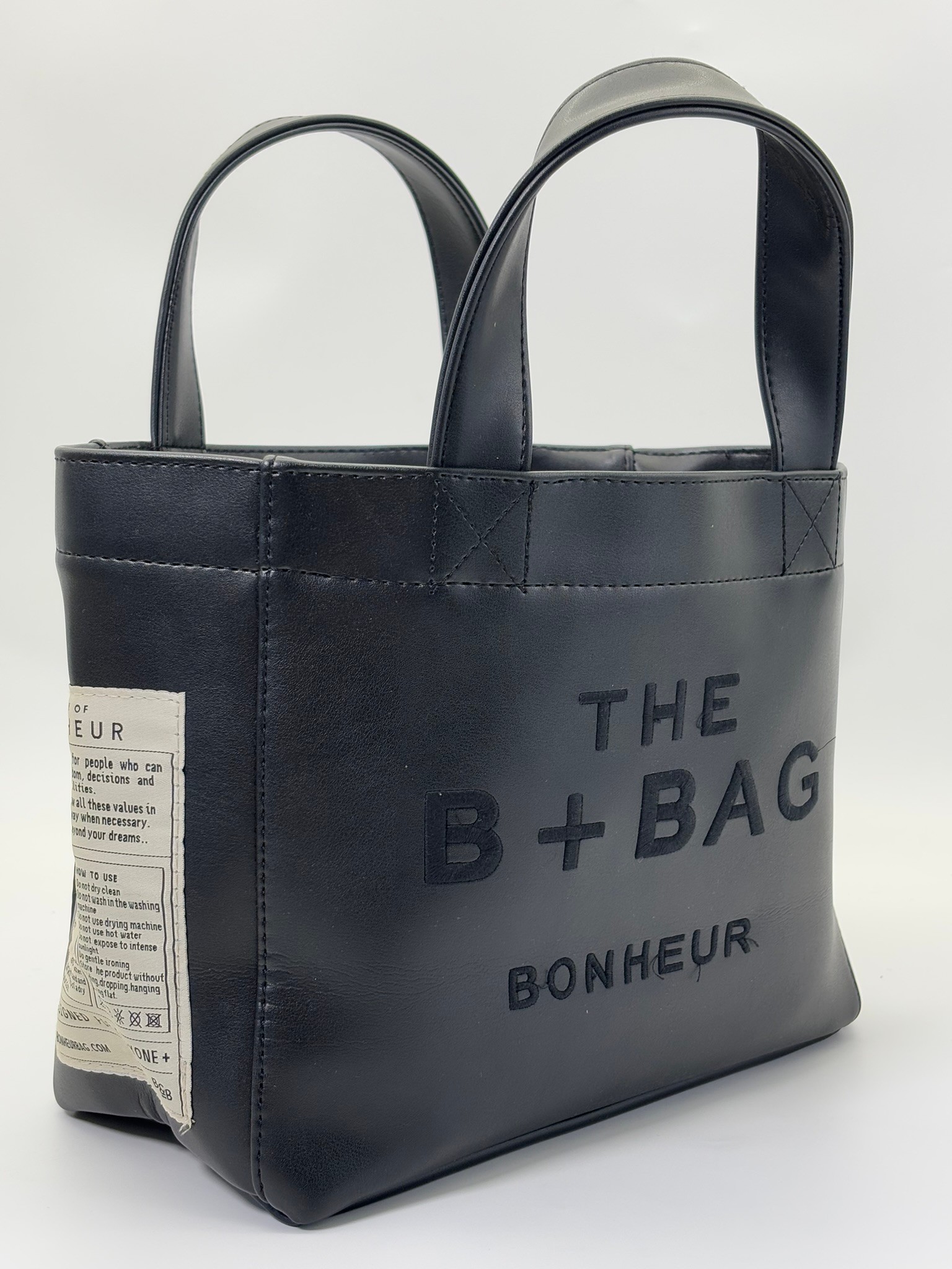 THE B+BAG SİYAH DERİ KANVAS ÇANTA