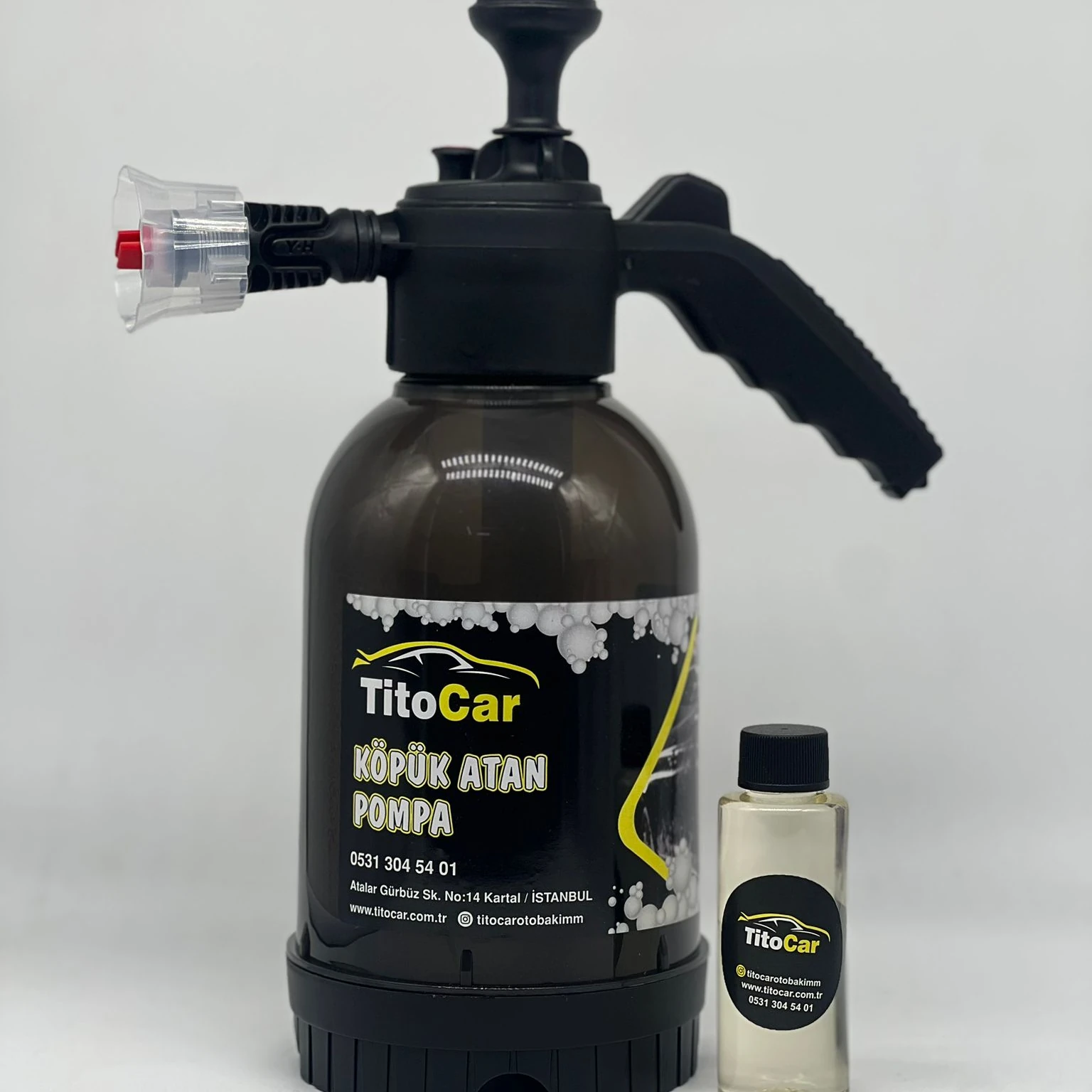 TitoCar Color Foam Sarı Köpük Renkli Şampuan 5 lt & TitoCar Köpük Atan Pompa & Şampuan seti