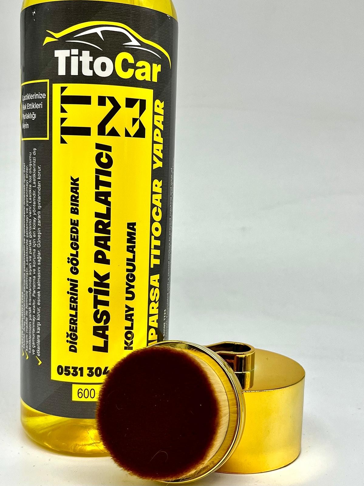 TitoCar VİP TT23 Lastik Spreyi 600 ml + Hazneli Lastik Parlatma Fırçası Gold