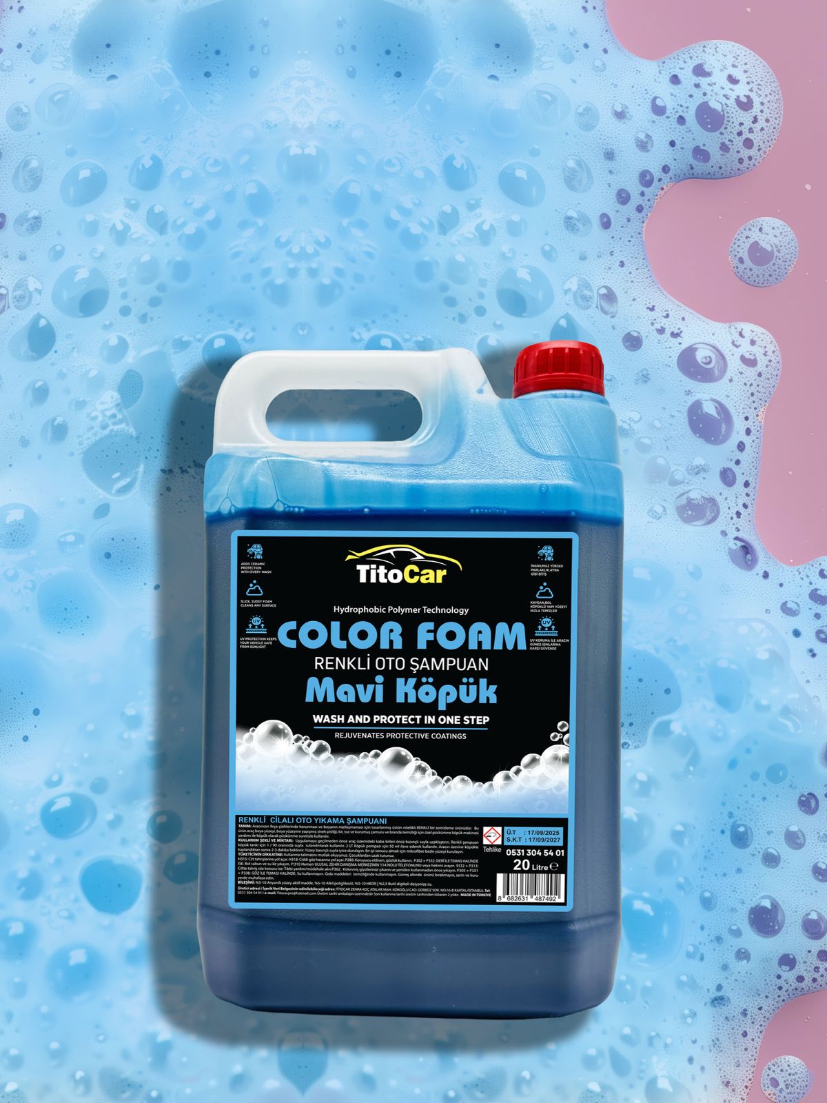 TitoCar Color Foam Mavi Köpük Renkli Şampuan 5 lt