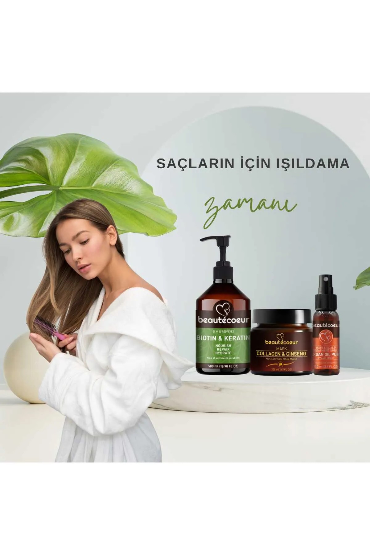 Biotin Keratin Şampuan & Saç Maskesi & Saç Bakım Spreyi Seti