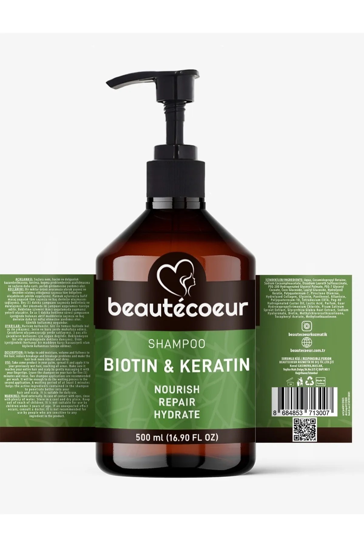 Keratin Ve Biotın İçerikli Şampuan Güçlendirici Canlandırıcı Onarıcı Tuzsuz Şampuan