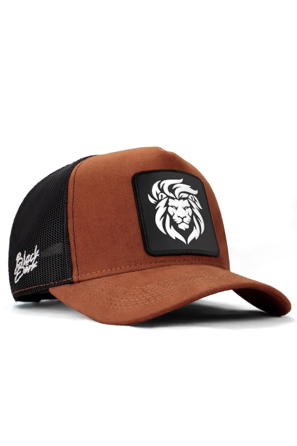 Aslan Logolu Camel-Siyah Trucker Şapka