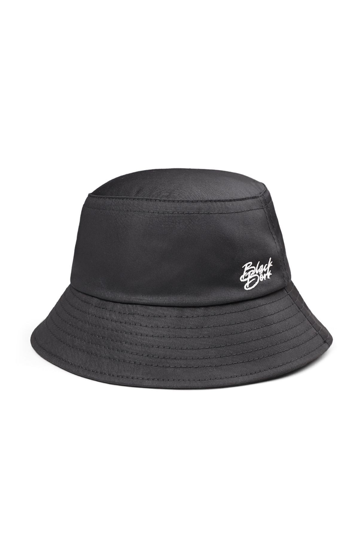 Parmak Logolu Siyah Bucket Şapka
