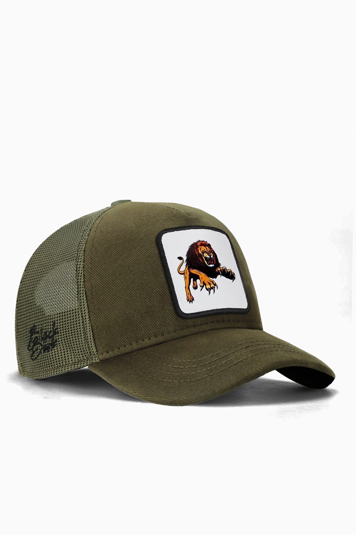 Kids Aslan Logolu Haki Çocuk Trucker Şapka