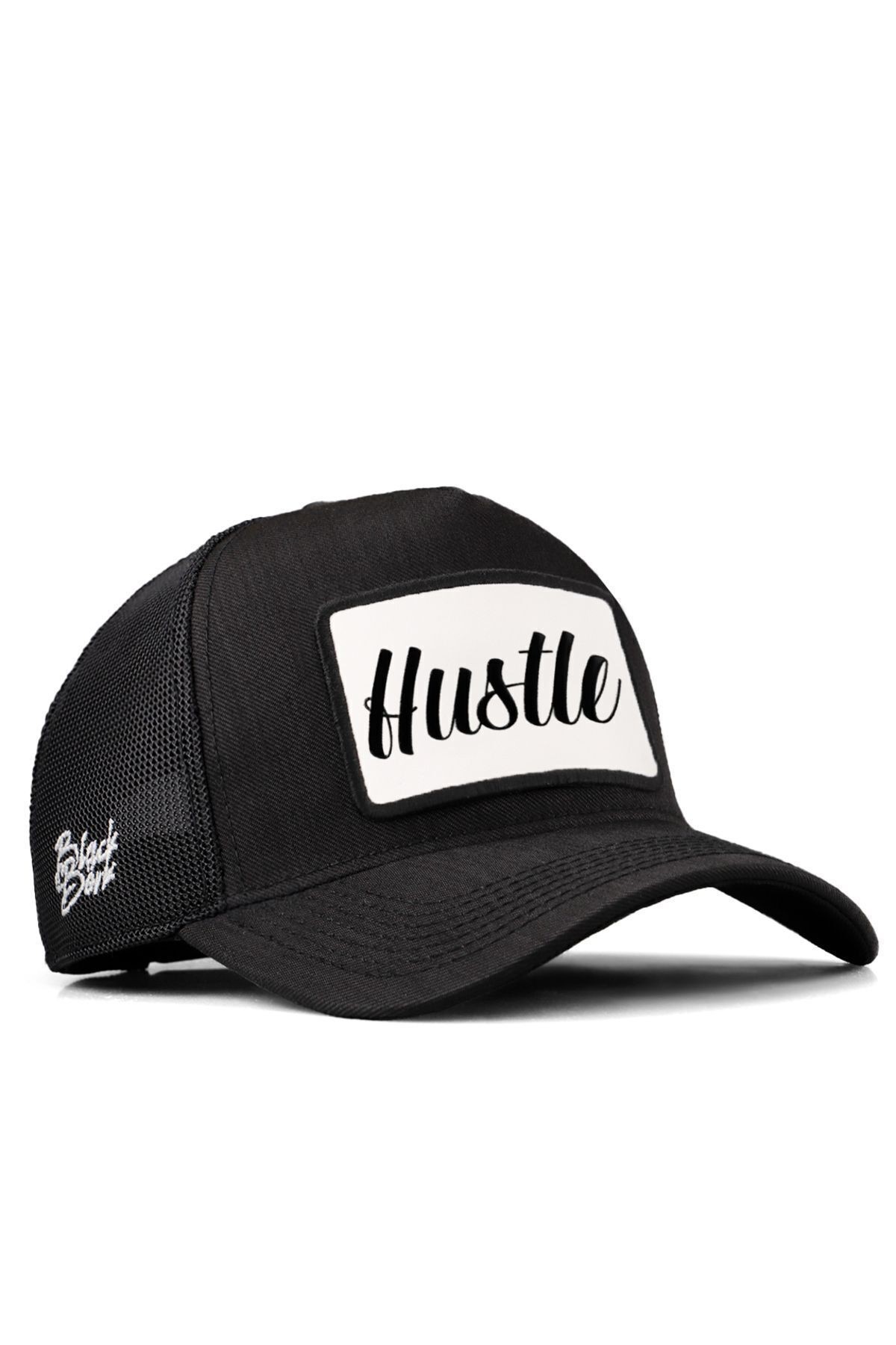 Cordura Hustle Logolu Siyah Trucker Şapka