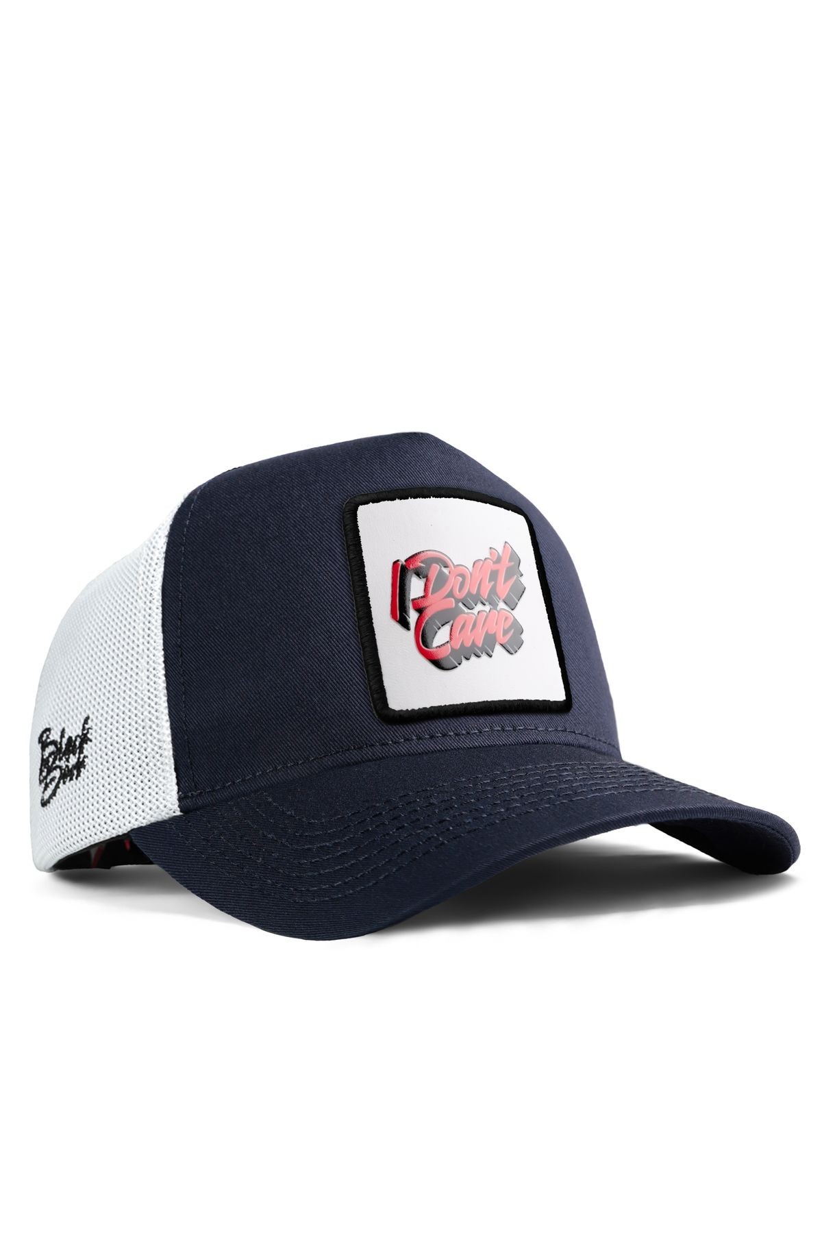 I Don t Care Logolu Lacivert-Beyaz Trucker Şapka