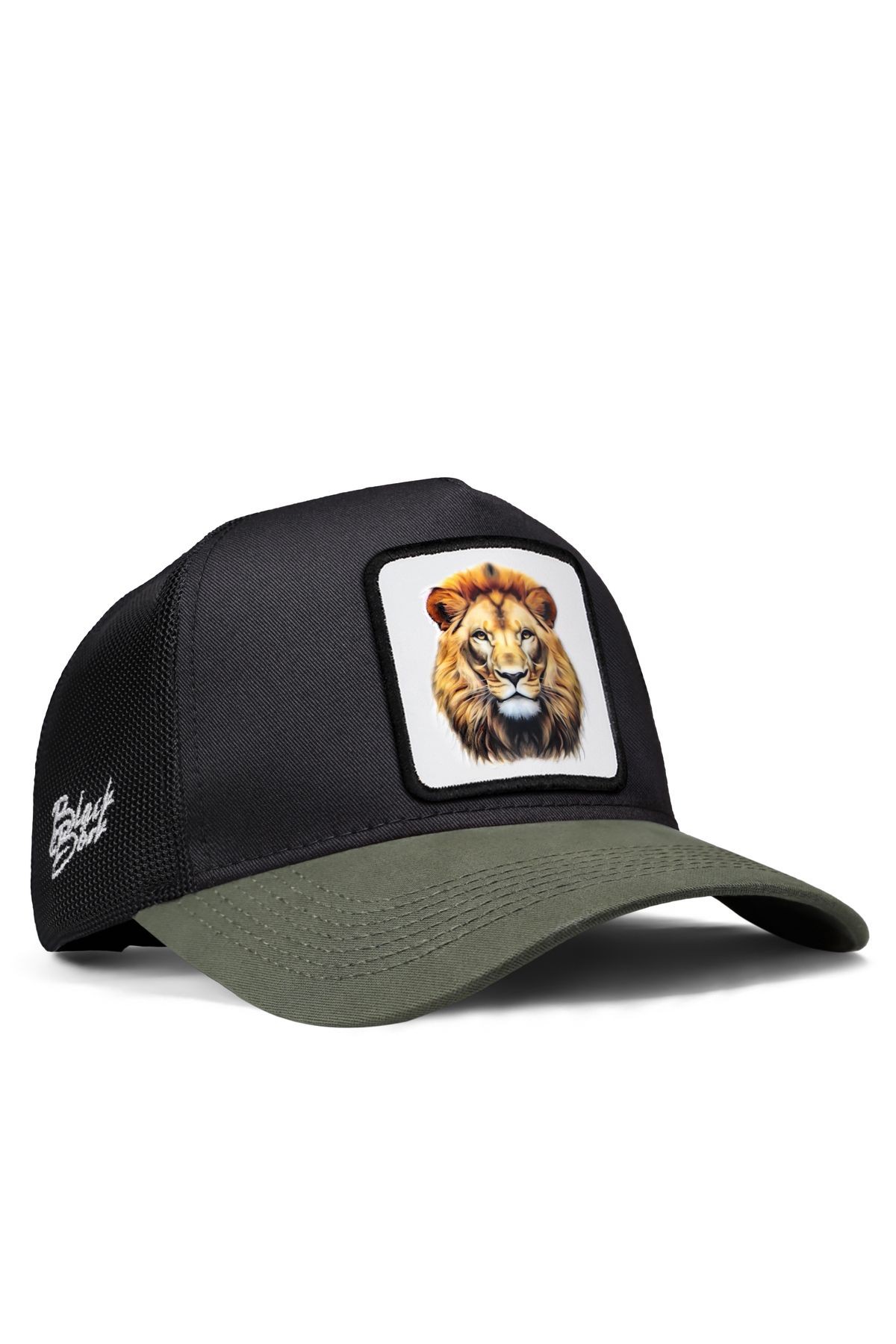 Aslan Logolu Haki-Siyah Trucker Şapka