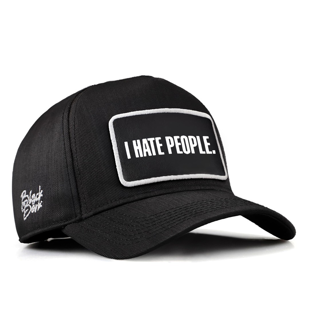 Siyah Cordura Kumaş Şapka (Cap) - I Hate People - 2 Kod Logolu