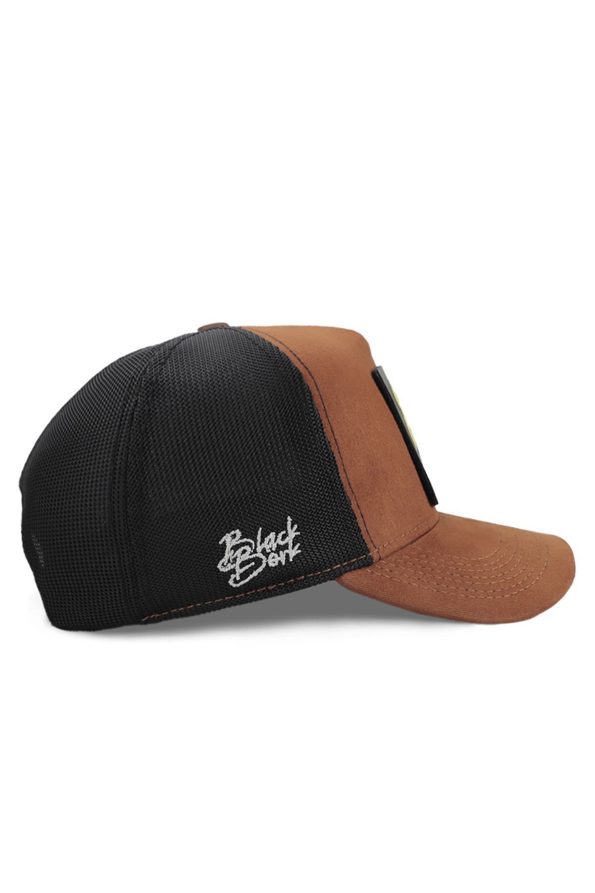 Kurt Logolu Camel-Siyah Trucker Şapka