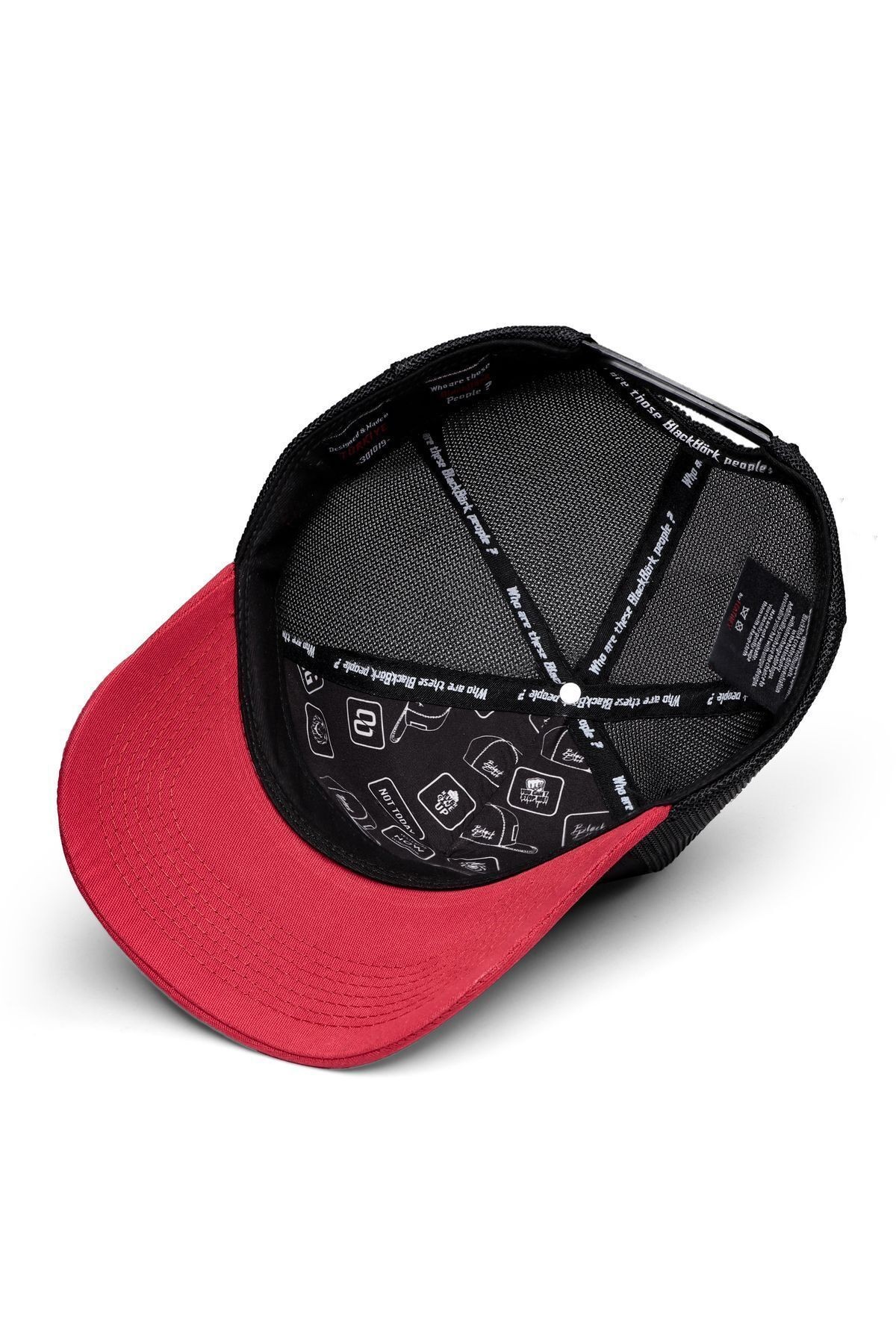 Karga Logolu Kırmızı-Siyah Trucker Şapka