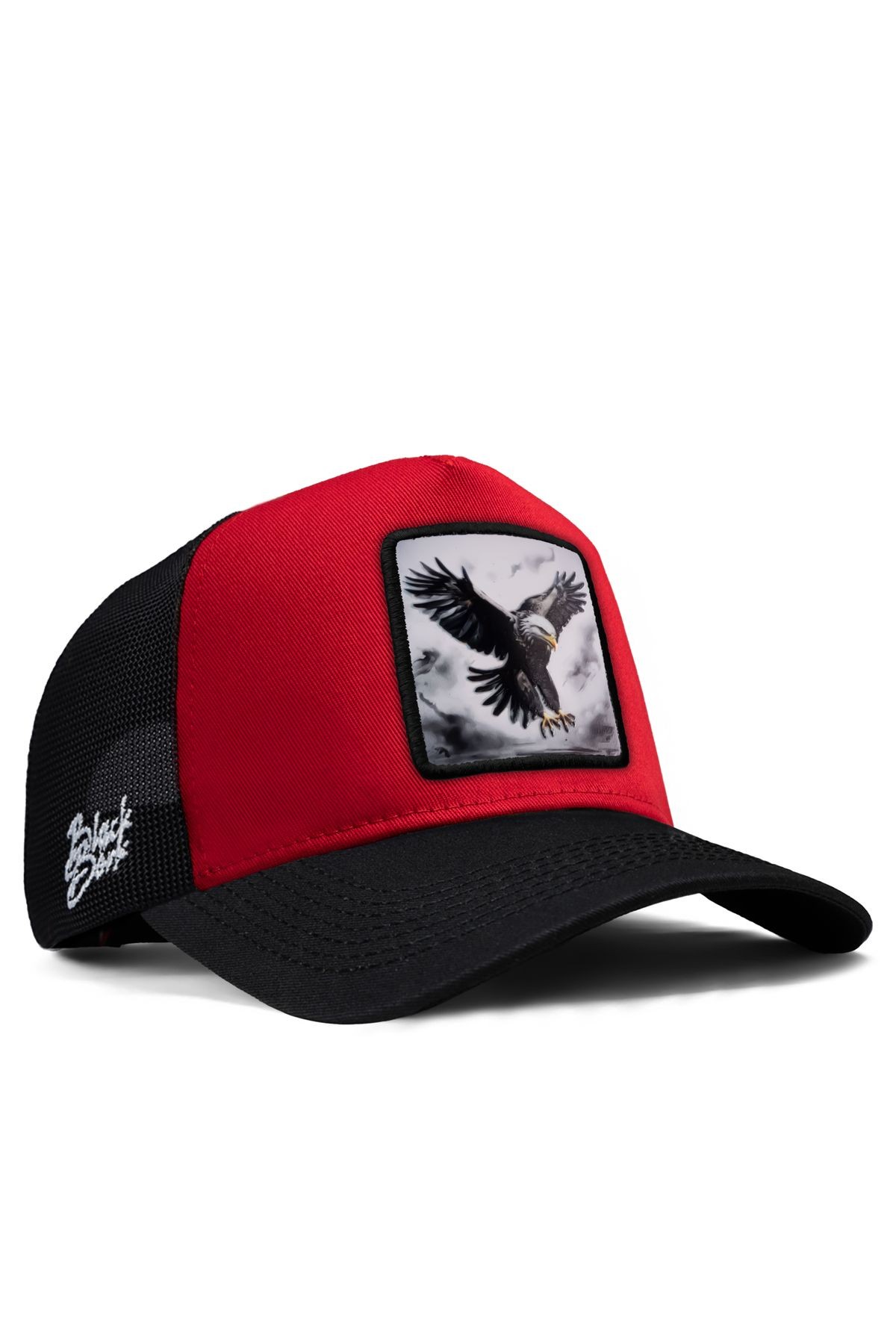 Kartal Logolu Siyah-Kırmızı Trucker Şapka