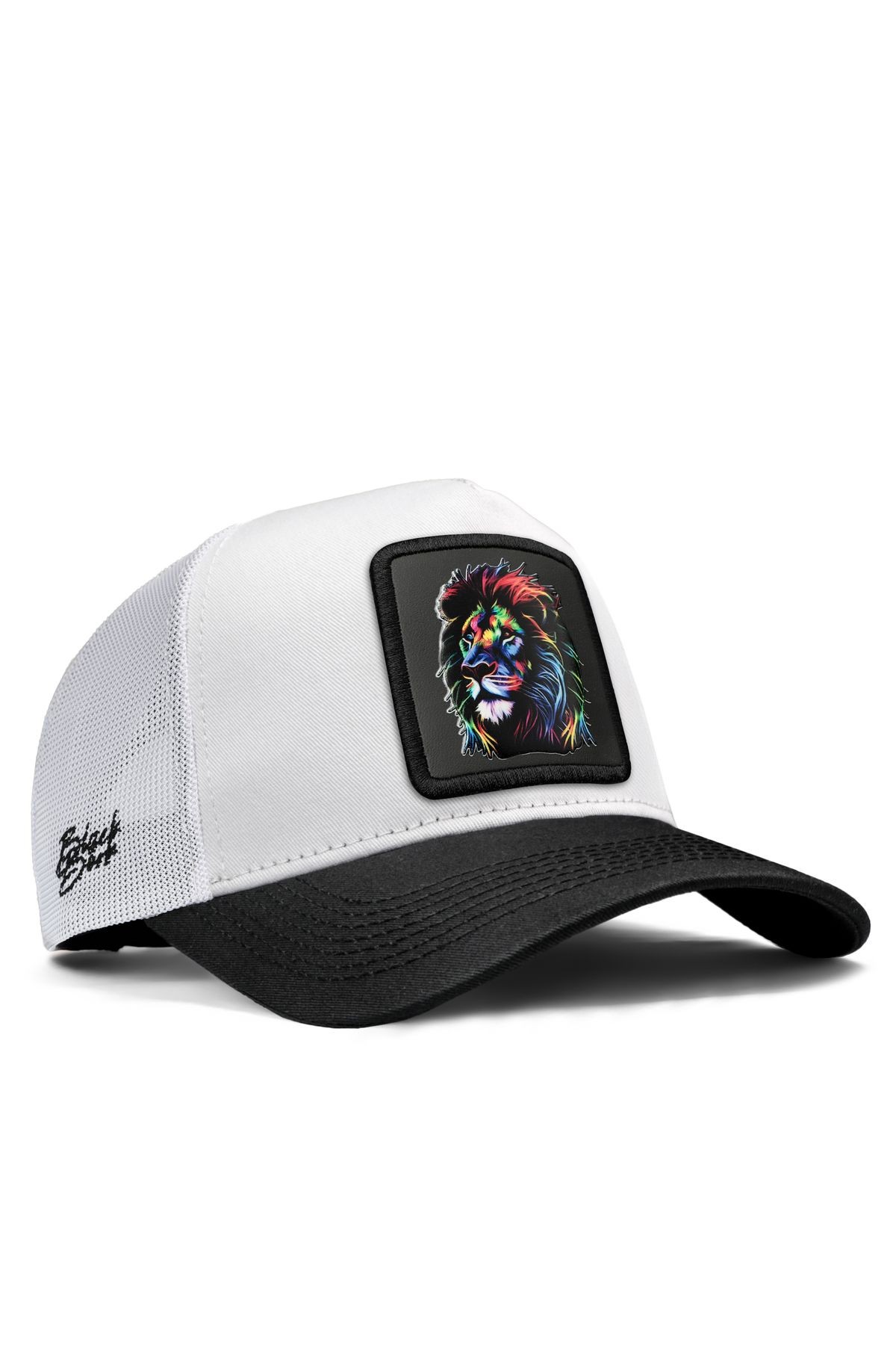 Aslan Logolu Siyah-Beyaz Trucker Şapka