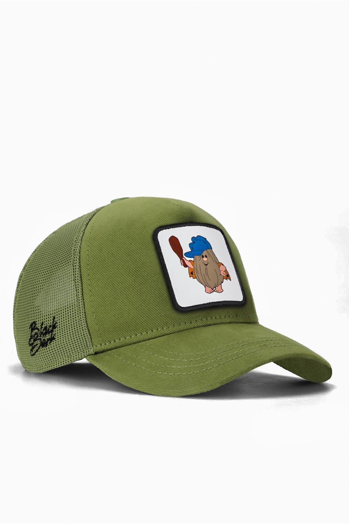 Kids Mağara Adamı Logolu Yeşil Çocuk Trucker Şapka