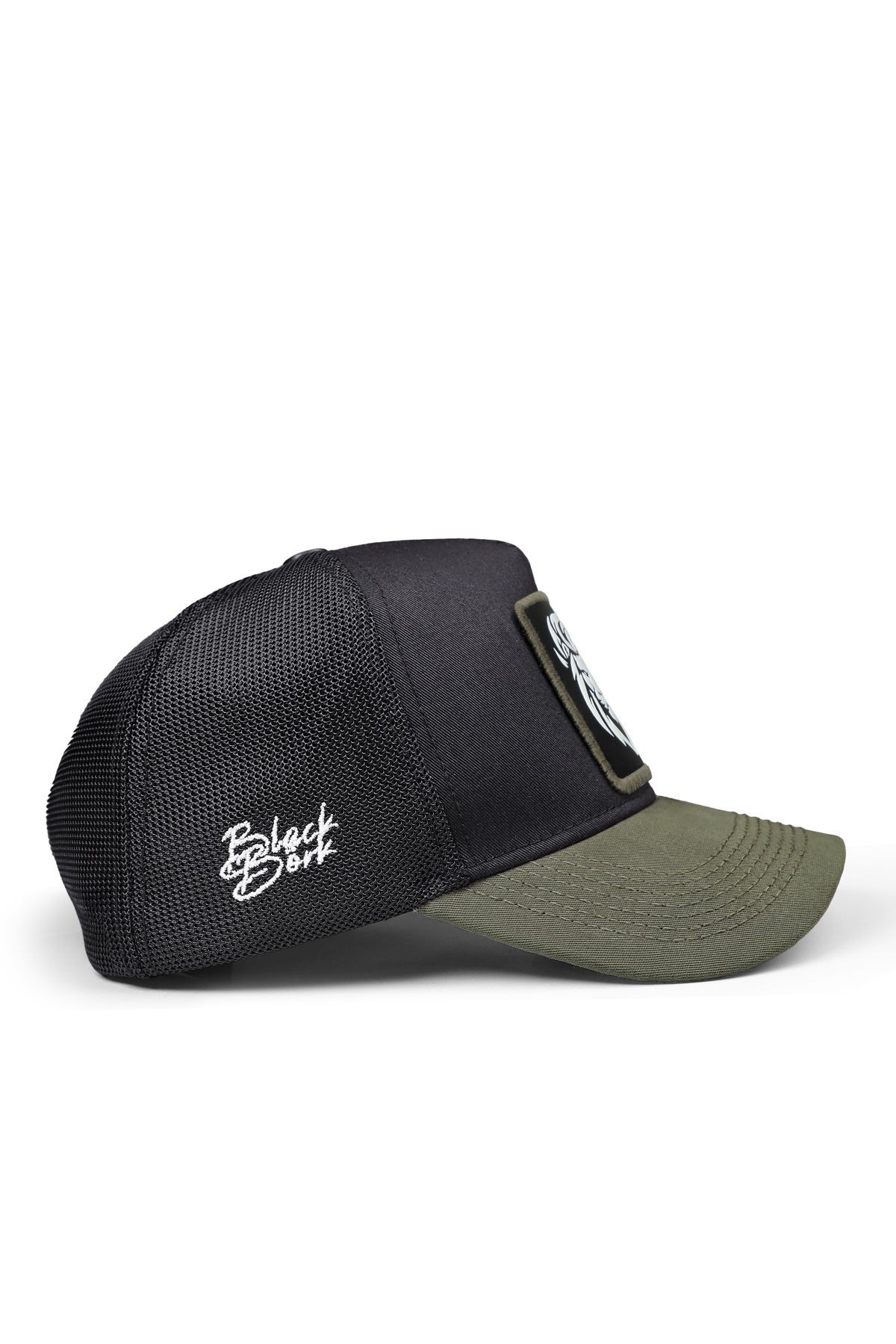 Aslan Logolu Haki-Siyah Trucker Şapka