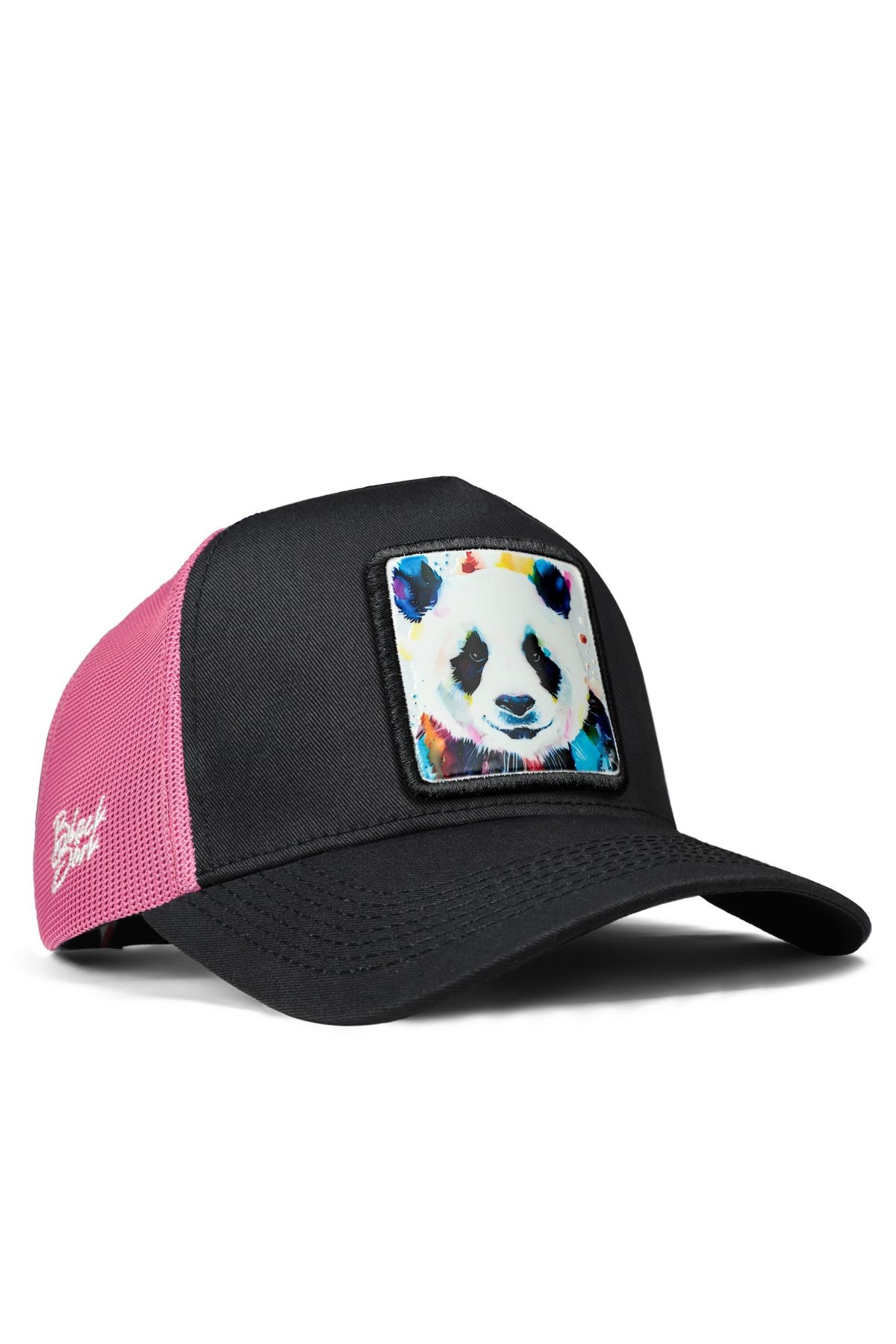 Panda Logolu Siyah-Pembe Trucker Şapka