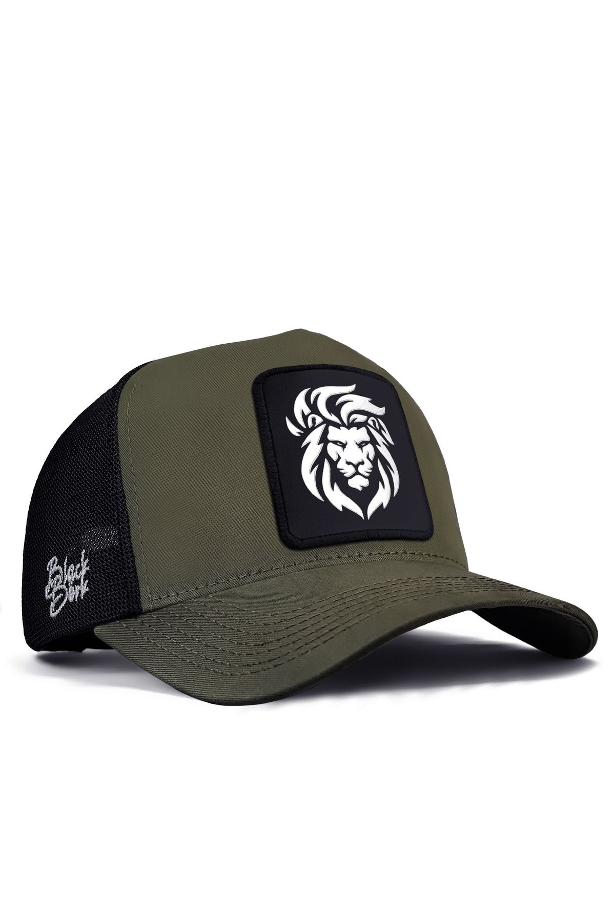 Aslan Logolu Haki-Siyah Trucker Şapka