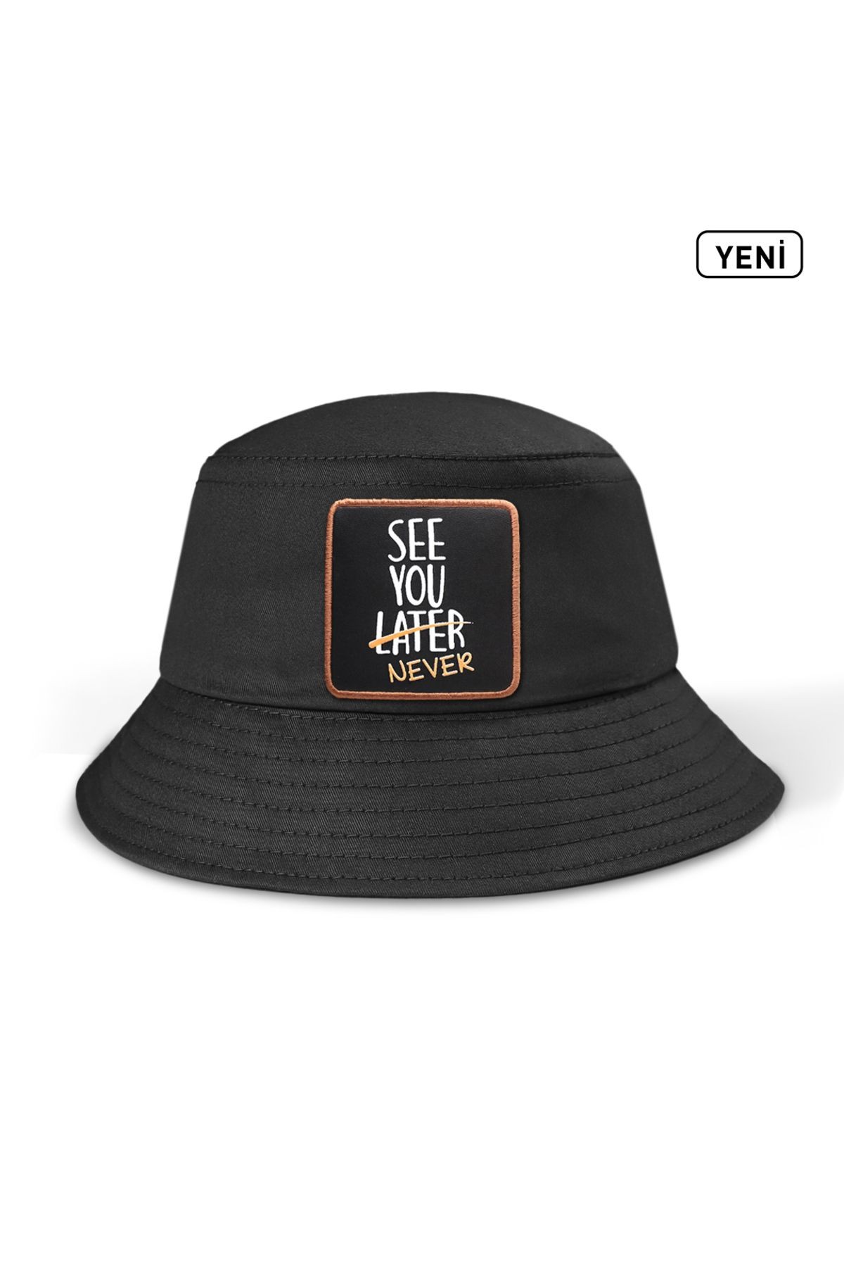See You Later Never Logolu Siyah Bucket Şapka