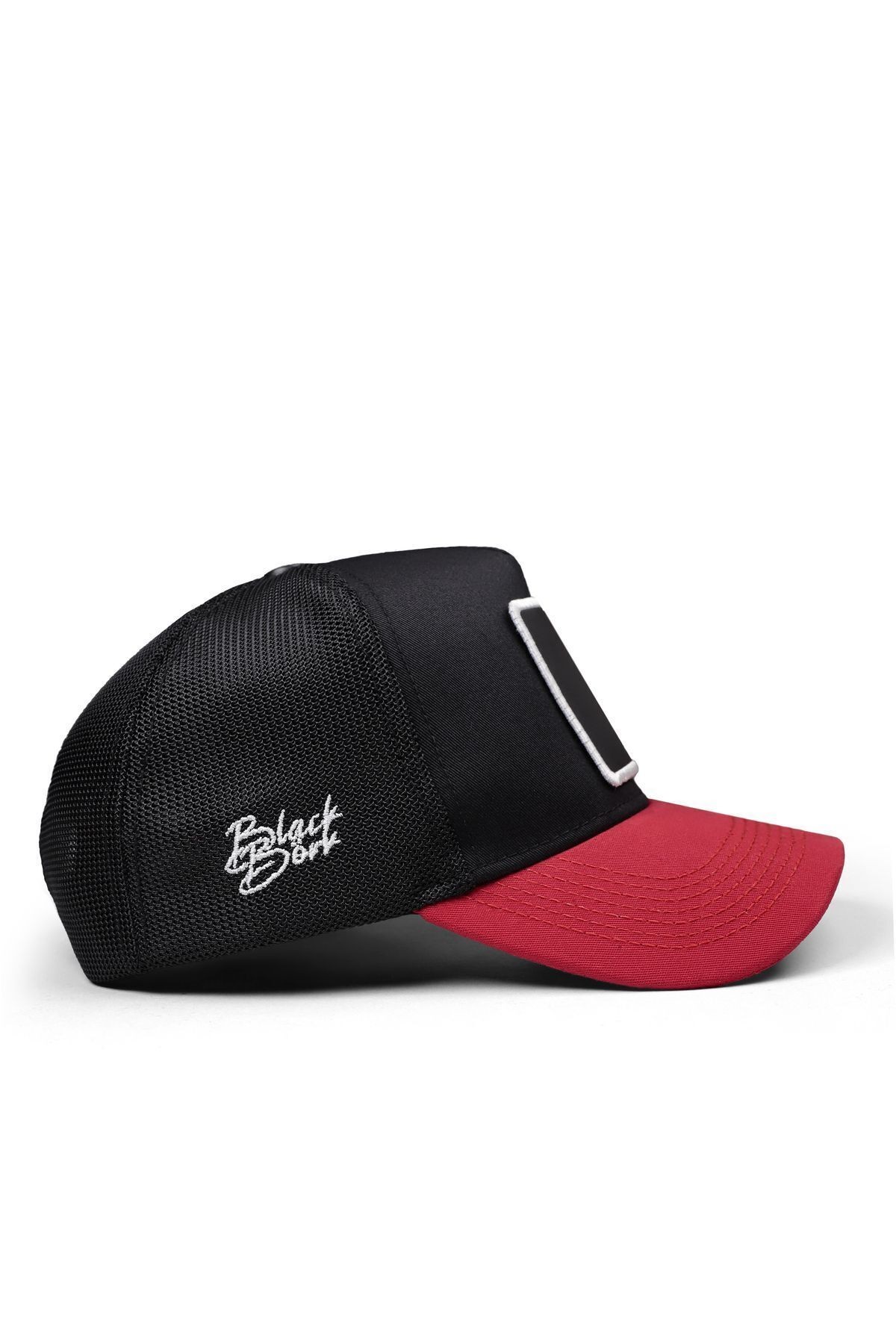 Karga Logolu Kırmızı-Siyah Trucker Şapka